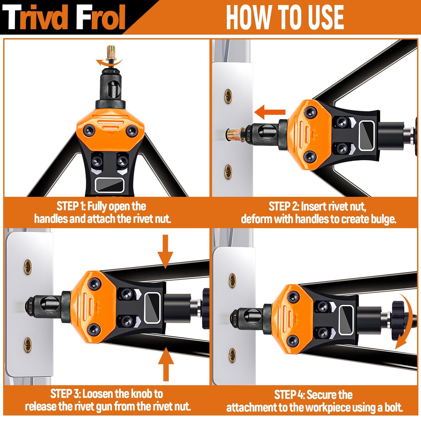 Rivet Nut Tool 16 Kit 281Pcs Metric SAE Mandrels Carrying Case Trivd Frol Rugged