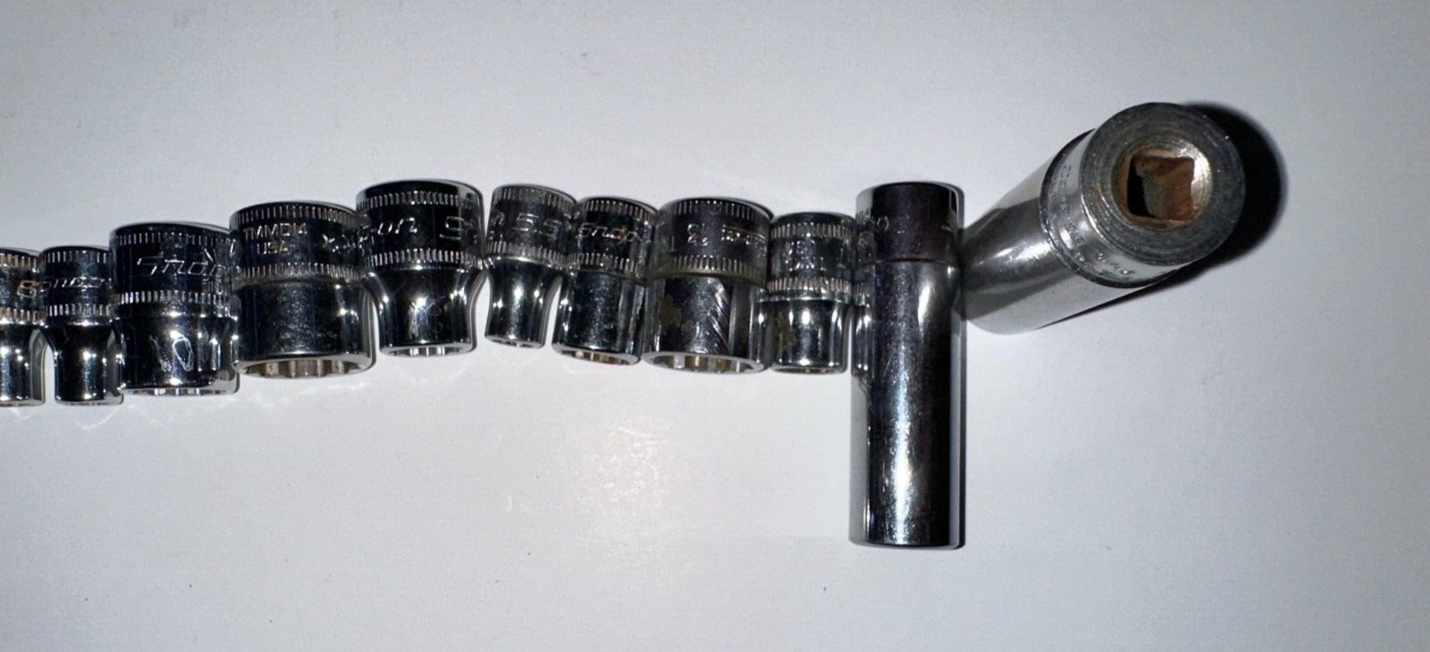 Variety of Snap On Sockets, 9/16 STM16, 7/16 STM14, 13 TMMD13, 14 TMMD14, +