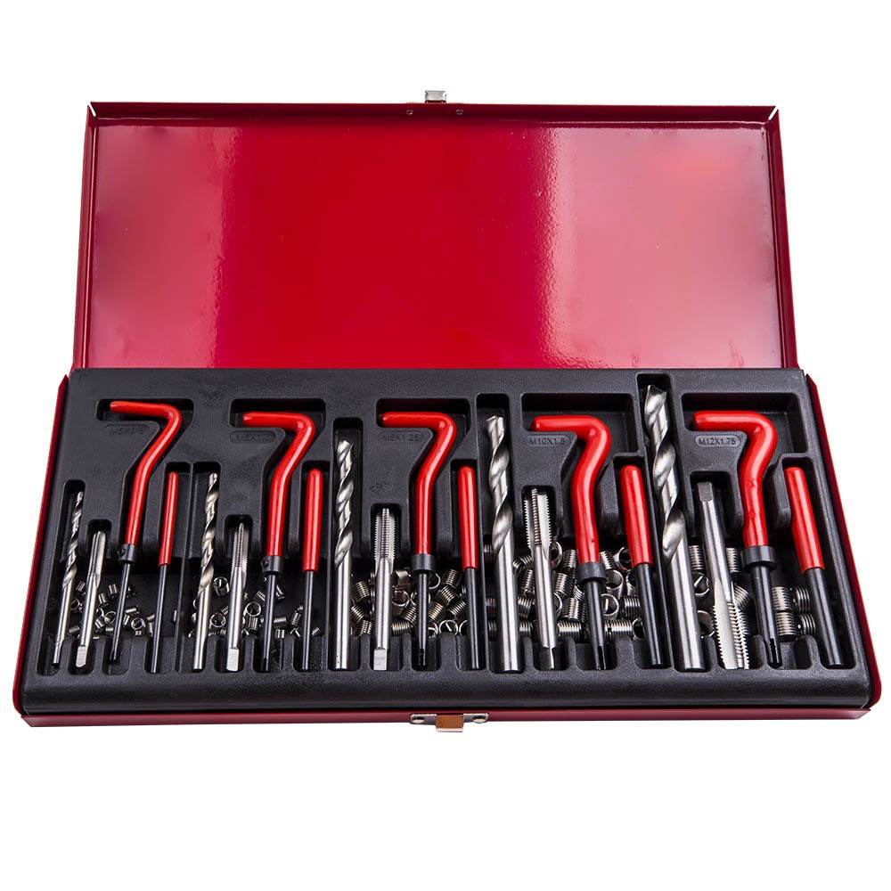 131 pcs Thread Repair Tool Kit Drill Bits Taps Threaded Inserts Installation
