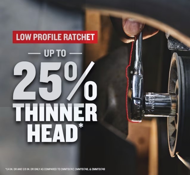 CRAFTSMAN CMMT86721 1/4″ Drive 72-tooth Low Profile Head Quick Release Ratchet