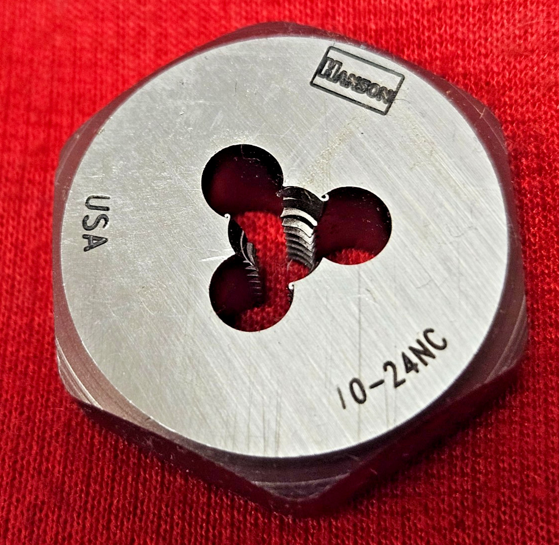 10-24 X 1″ Hex Die Irwin 6428 Carbon Steel SAE USA RH Rethreading Hanson 10/24