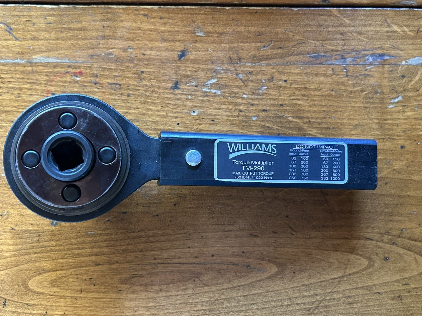 Williams Torque Multiplier Wrench TM-200 Max output 750 lbf-ft / 1020 Nm
