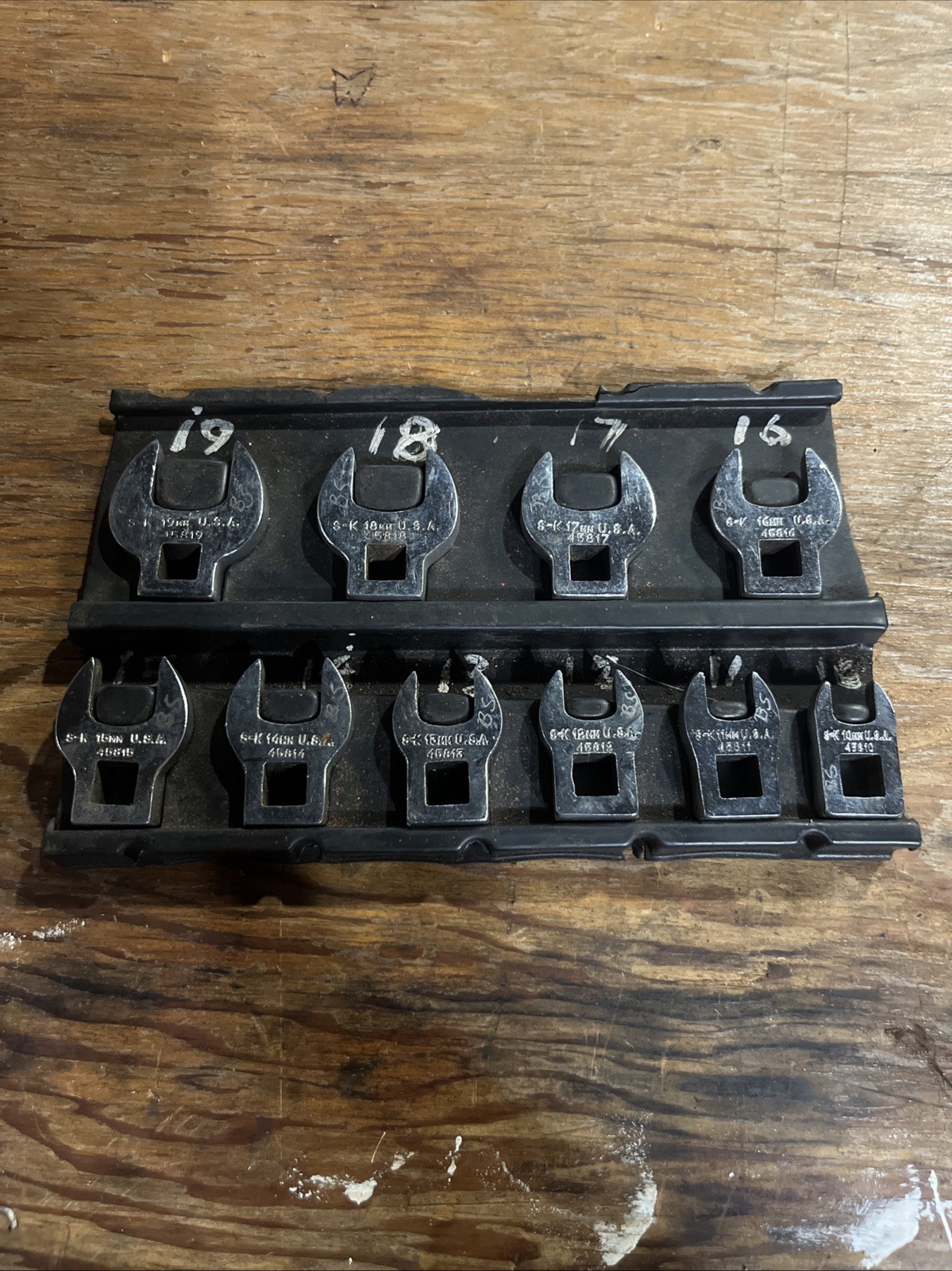 S-K Tools 10 pc 3/8in. Drive Metric Crowfoot Wrench Set 10mm-19mm