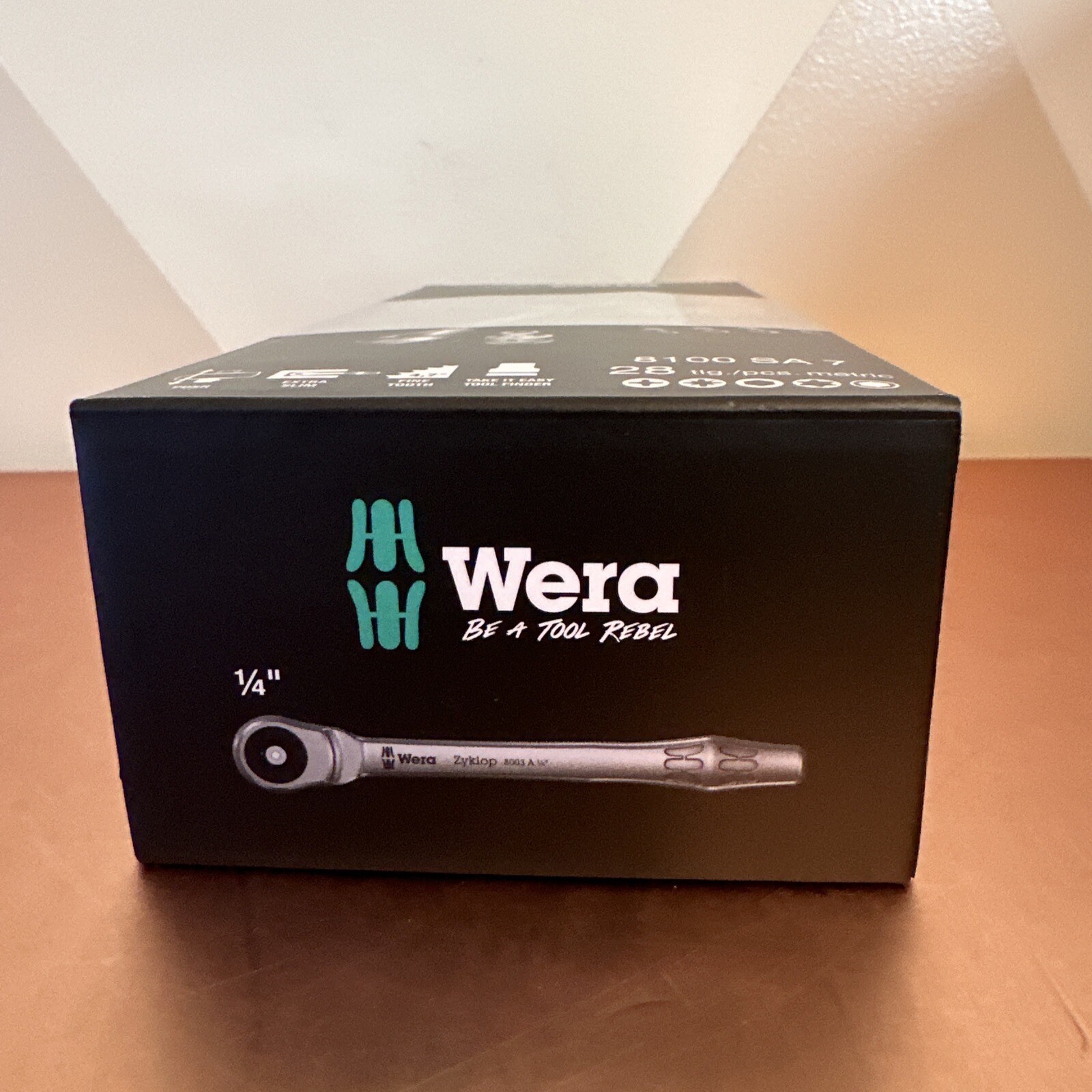 Wera 8100 SA 7 Zyklop Metal Push Ratchet & Socket. Set of 28 Metric 1/4in Drive