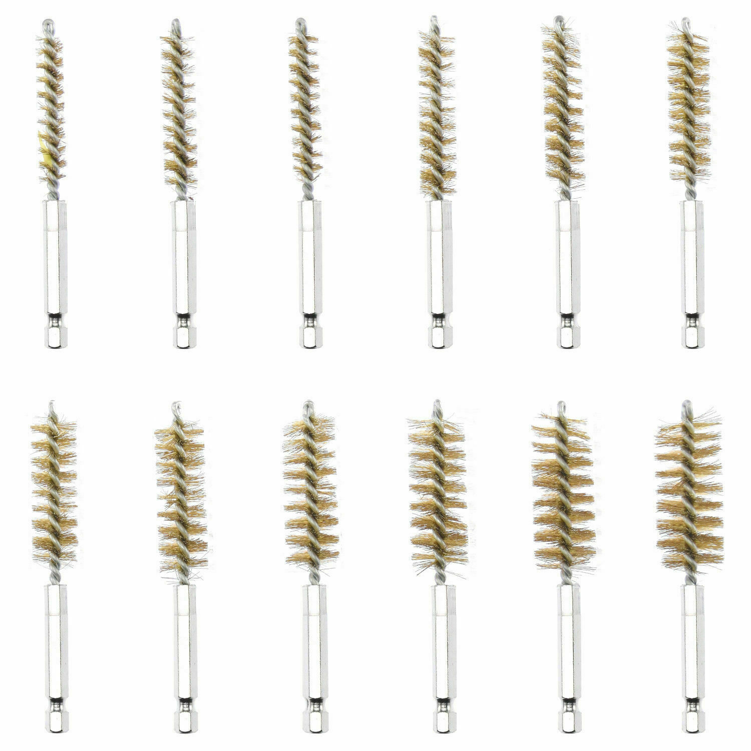 38pc Industrial Wire Brush Set 1/4″ Hex Shank Long Ext. Stainless Steel Nylon