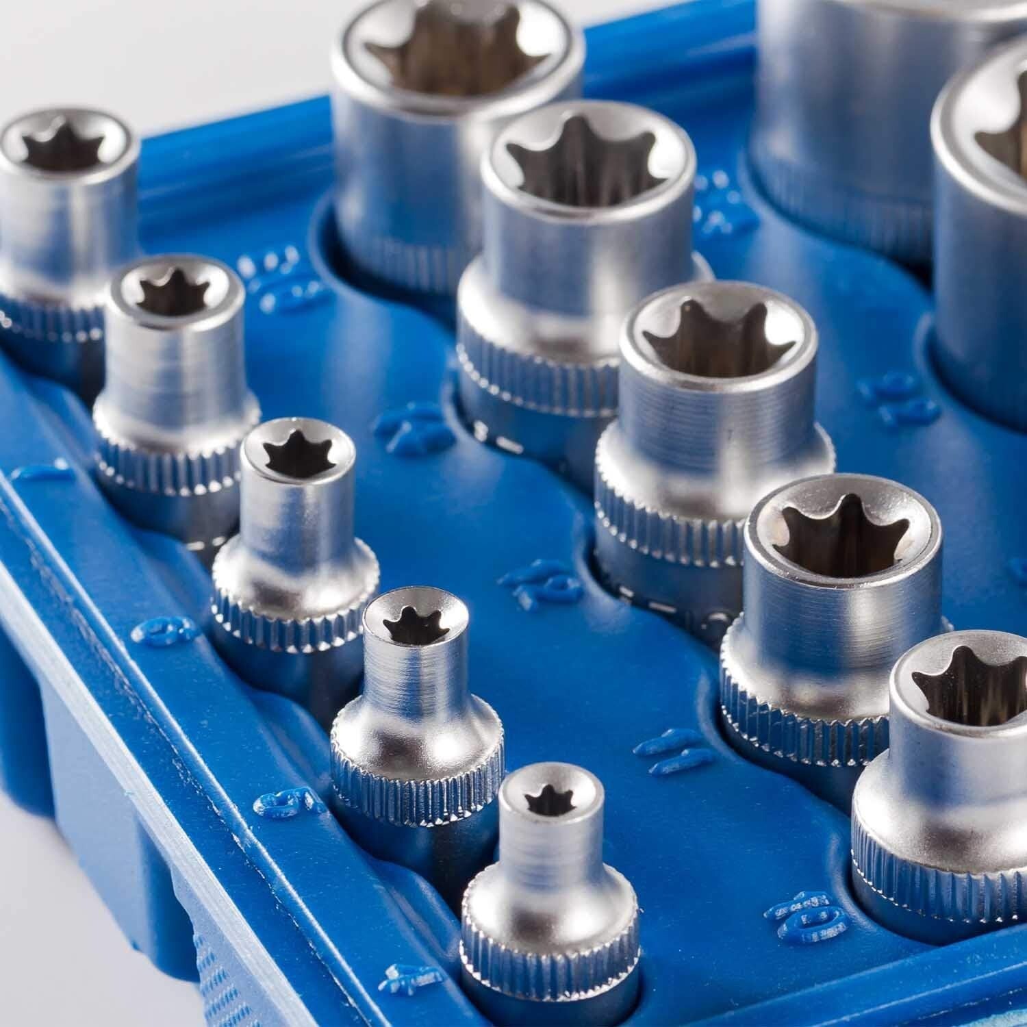 14 PCS Female E Torx Socket Set 3/8 1/2 1/4 Drive E4 – E24 External Torque Star