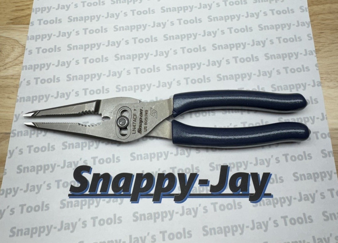 Snap-on Tools USA NEW POWER BLUE Talon Grip Long Nose Slip Joint Pliers LN47ACF