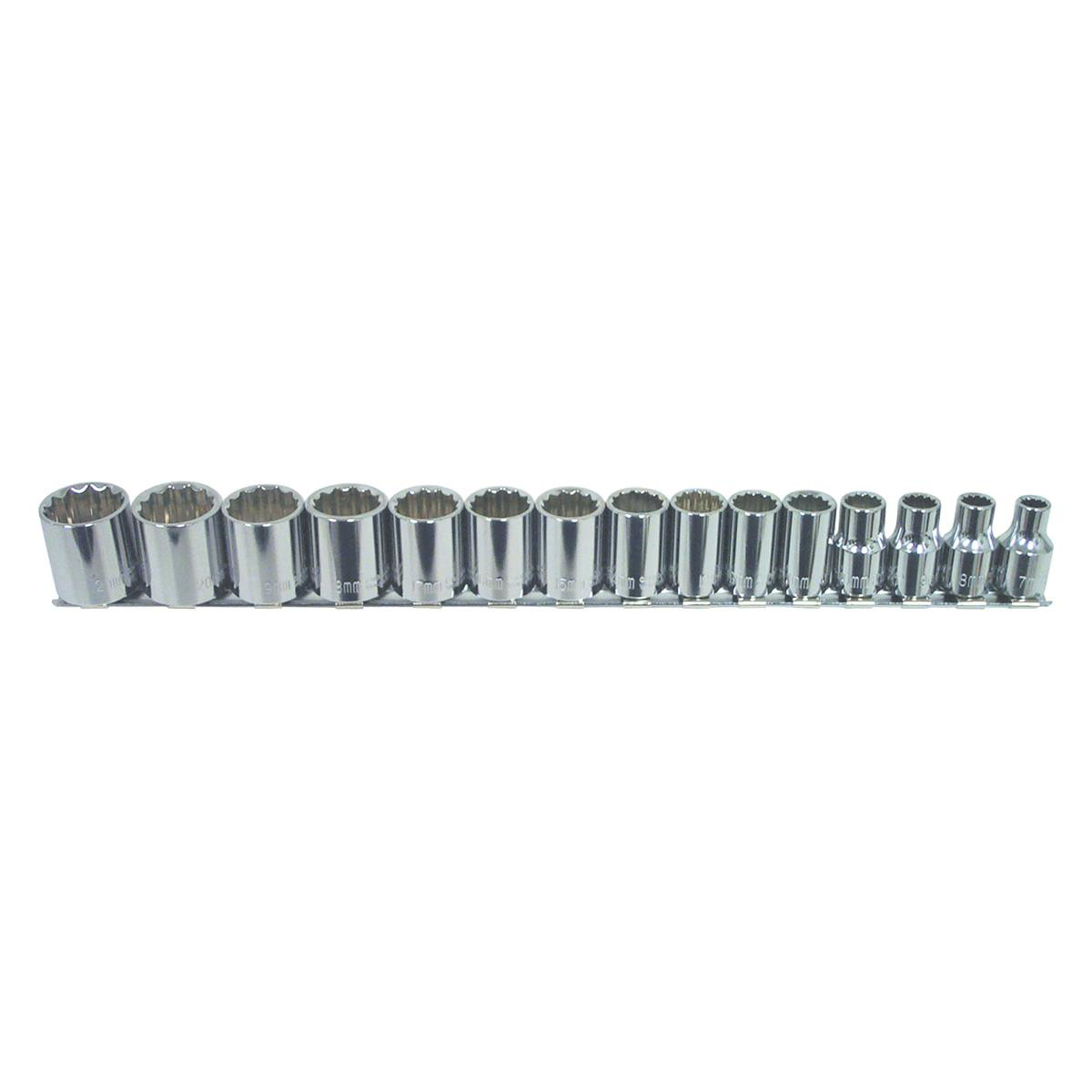 K-Tool 27501 15-pc 3/8″ Drive 12-Point Shallow Metric Socket Set