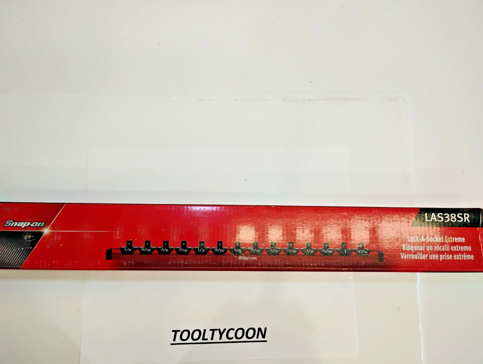 Snap-on Tools NEW RED 3/8″ Drive SAE 14 Post Lock-A-Socket Rail LAS38SR