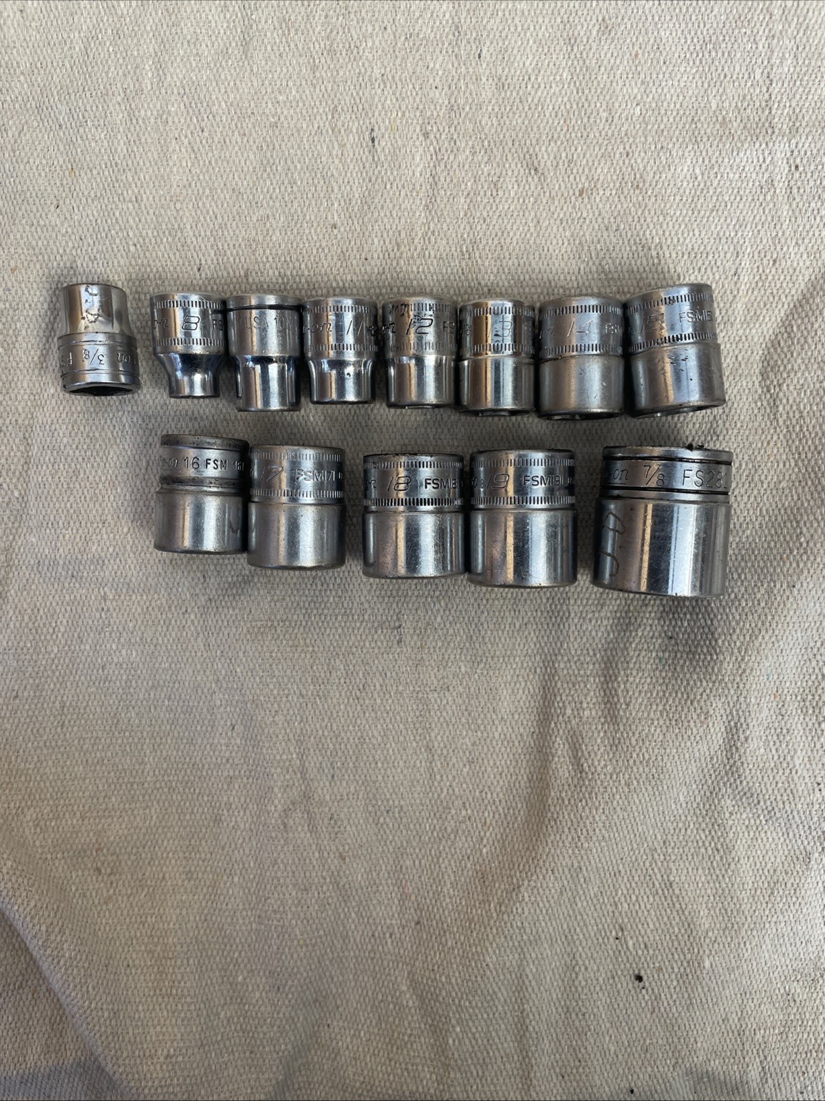 SNAP-ON 8-19mm 14 Piece 3/8″ Drive 6-Point Shallow Socket SET USA