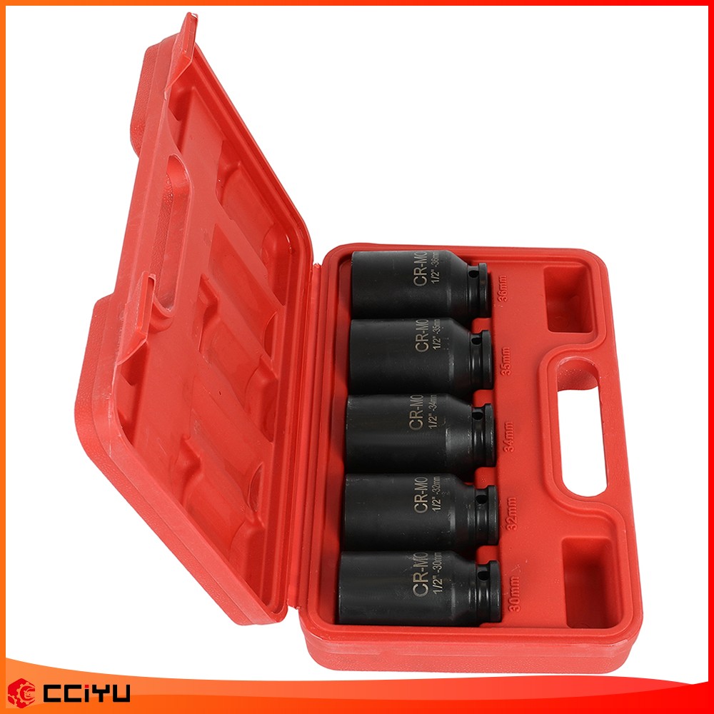1/2″ Deep Spindle Axle Nut Socket Set 12 POINT METRIC 30 32 34 35 36mm 5pcs