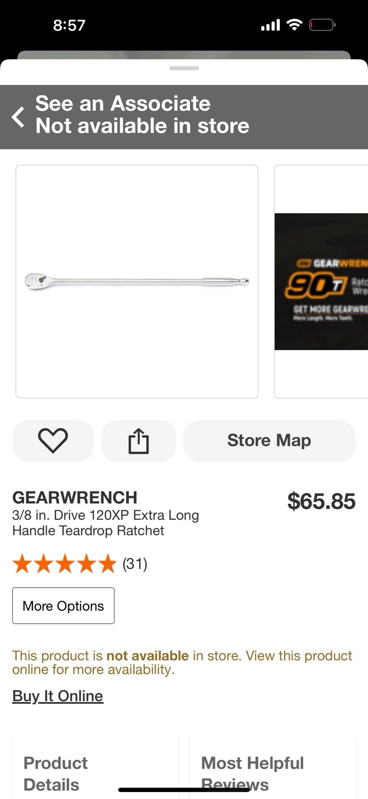 NEW GEARWRENCH 3/8″ DRIVE 120XP EXTRA LONG 18″ HANDLE RATCHET 81269