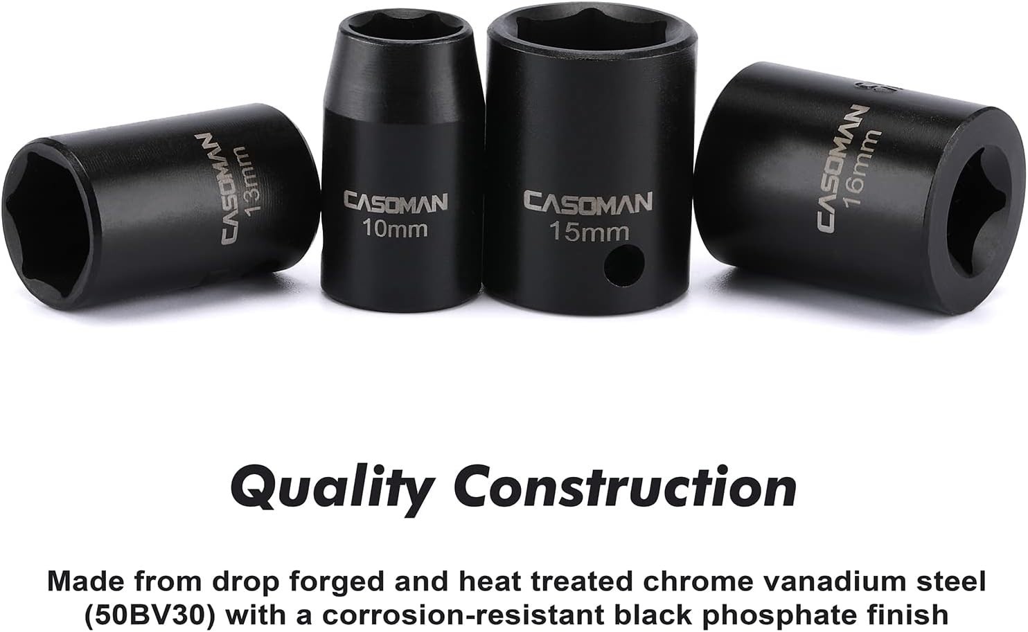 13-Piece Chrome Vanadium Socket Set with Laser Etched Markings – ANSI Compliant