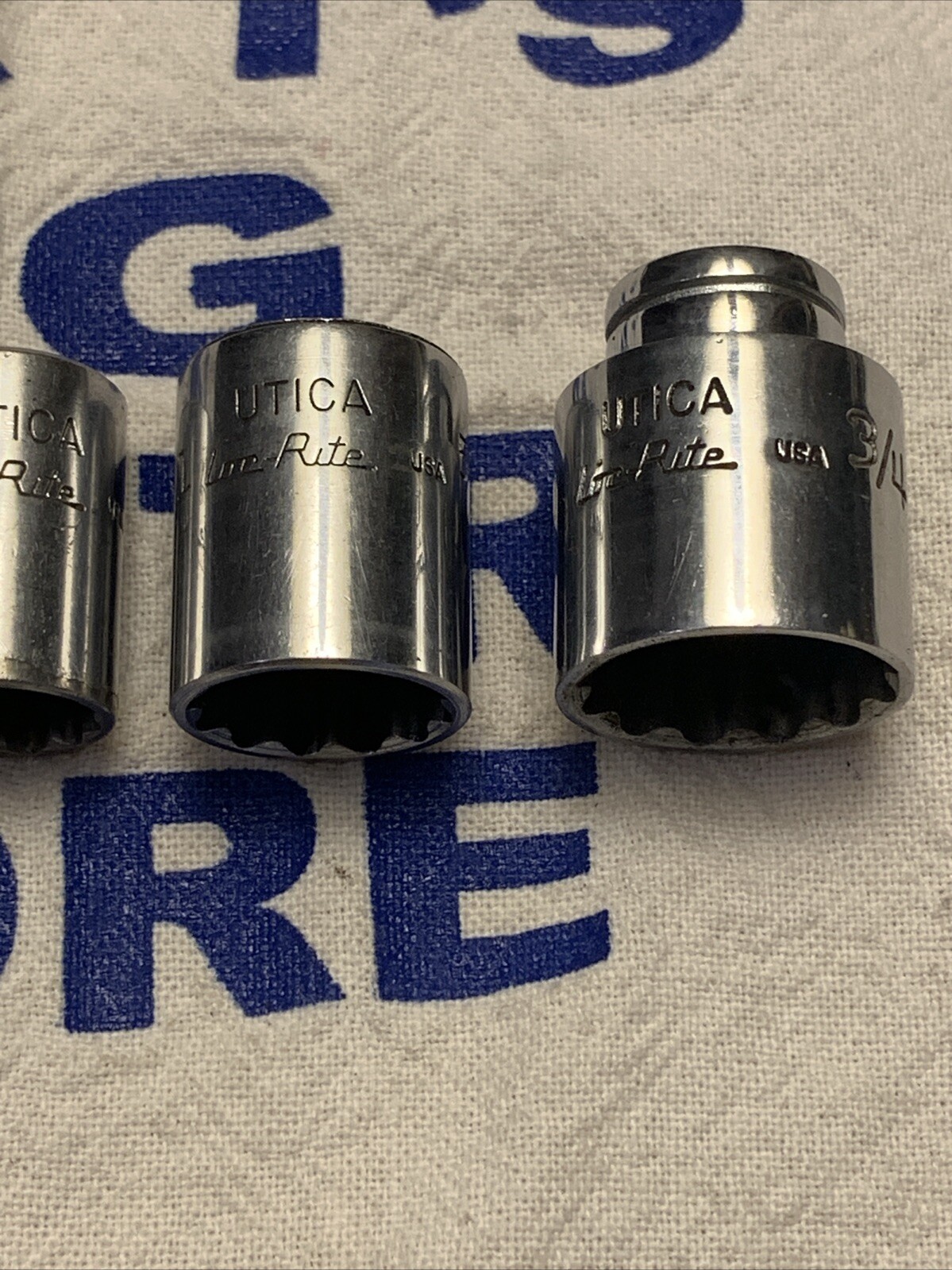 Utica 3/8″ Dr 5pc 12pt Loc-Rite Sockets 5/16″, 7/16″, 1/2″, 5/8″, 3/4″ USA