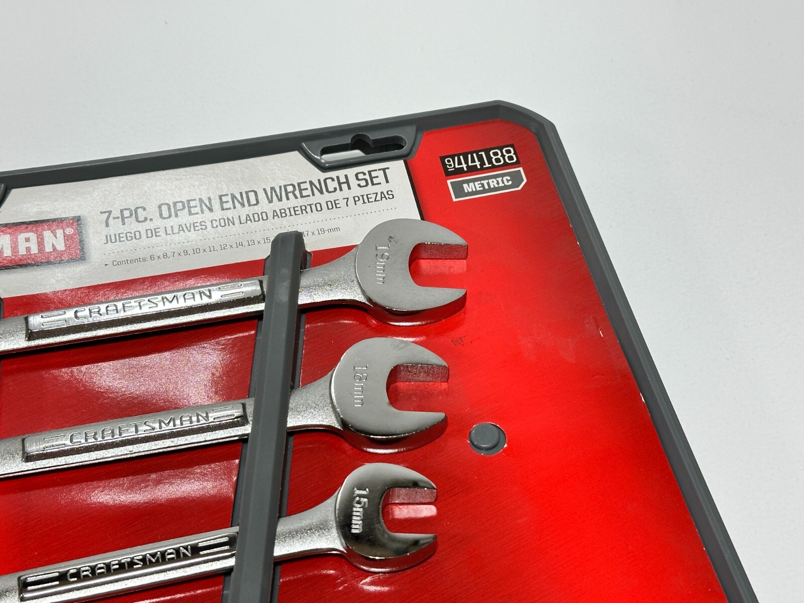 NOS Craftsman Tools 44188 7pc Metric 6mm to 19mm Open-End Wrench Set