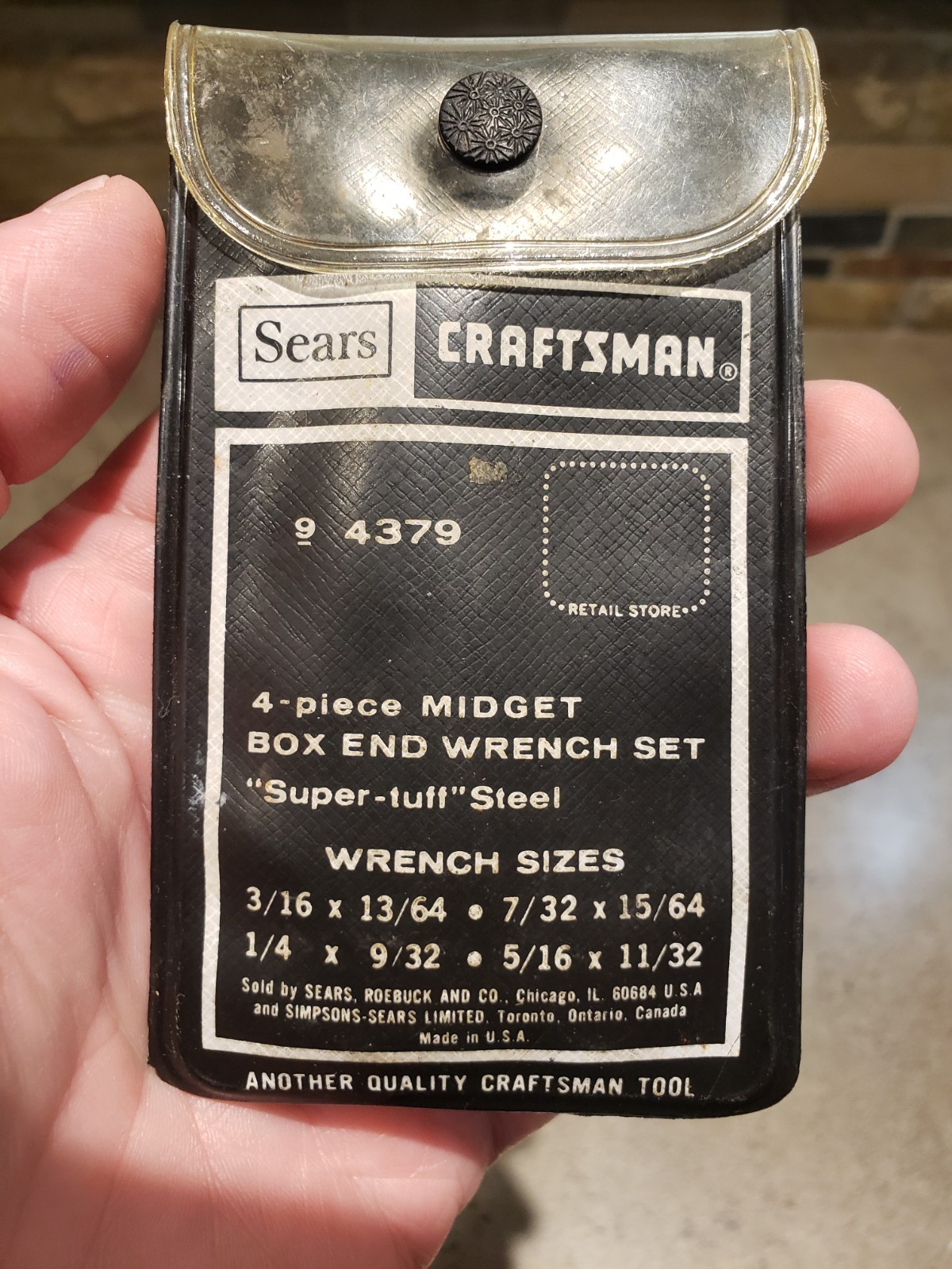 Vtg Craftsman USA 4 piece Ignition Midget Box End Wrench Set in Pouch SAE 9-4379