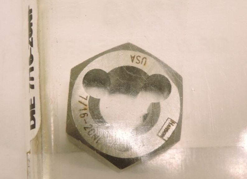 7/16-20 NF X 7/8″ Hex Die Irwin Hanson 7240 CS USA Carbon Steel Rethreading