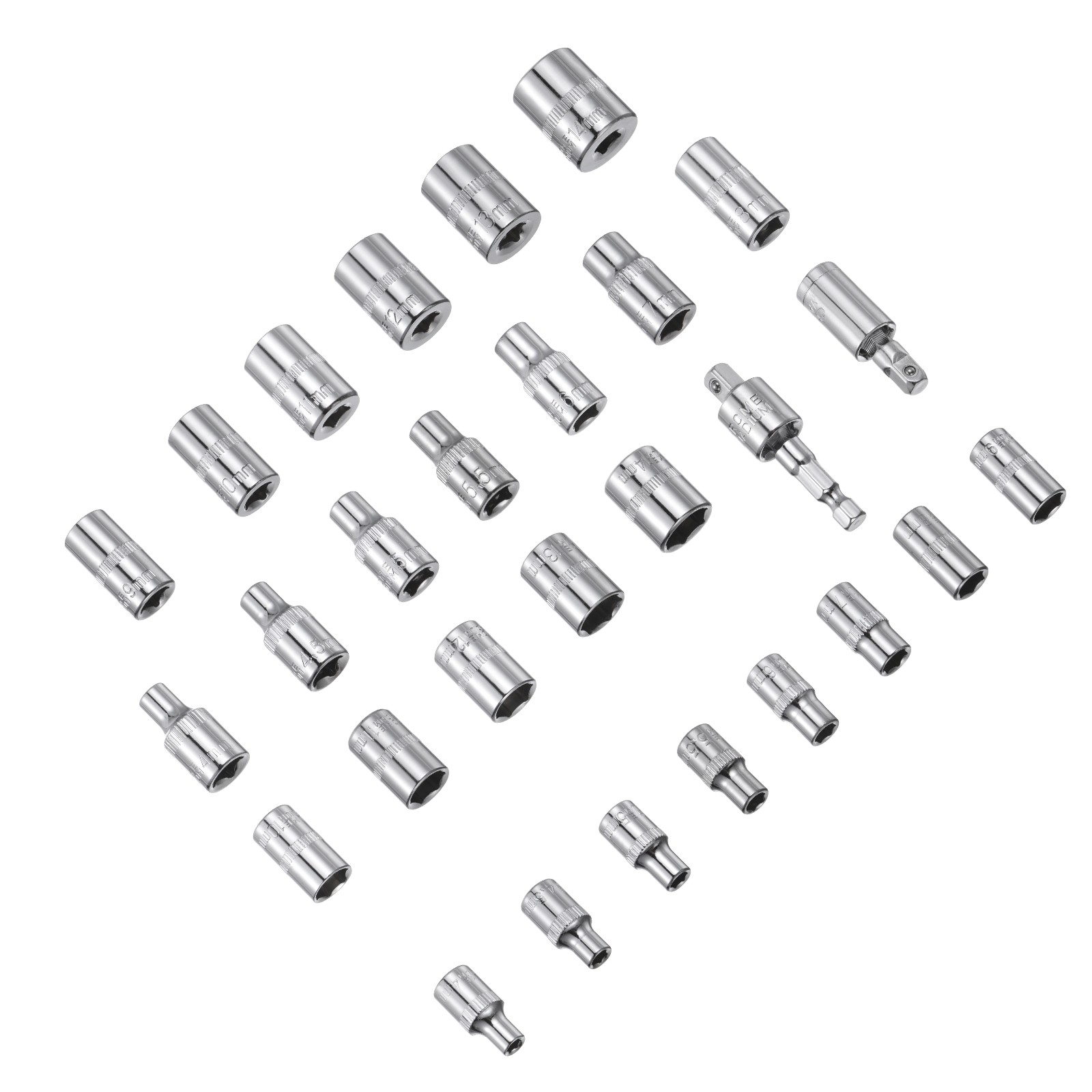Socket Accessory Set 4mm-14mm Shallow Socket 1/4″ Drive Joints Adapter 15pcs