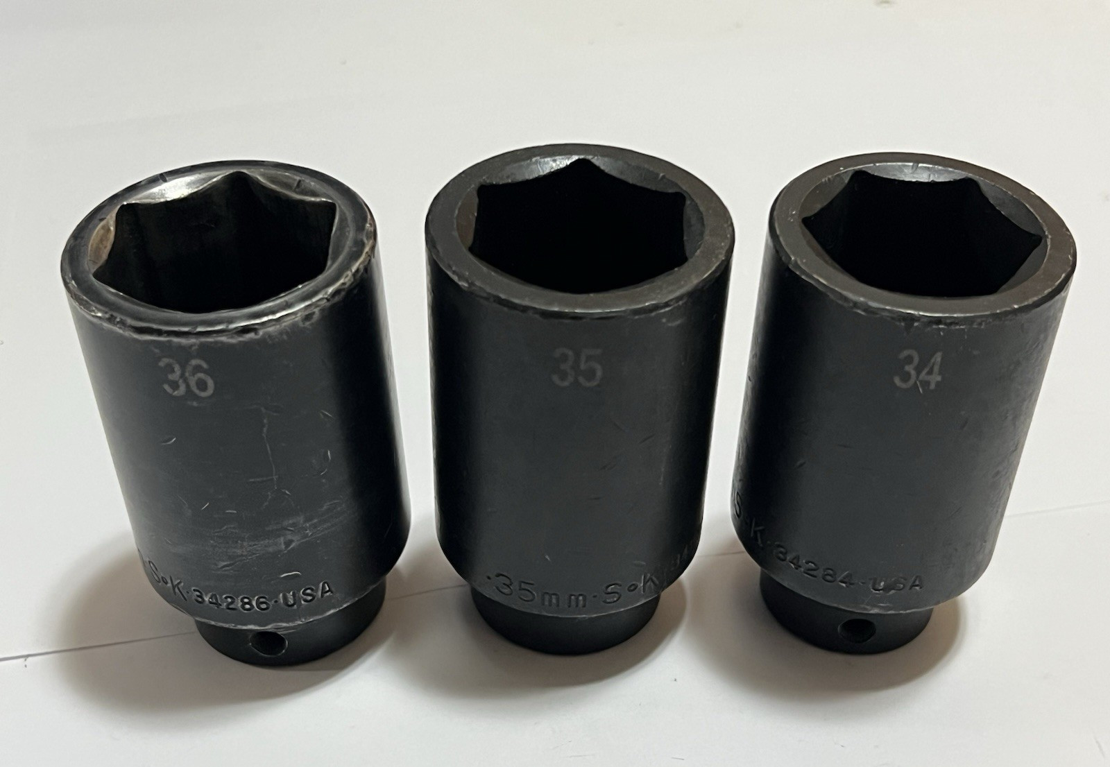 SK Tools 1/2 Drive x 34mm 35mm 36mm Metric Deep 6-Pt Impact Socket Set 3 pc USA