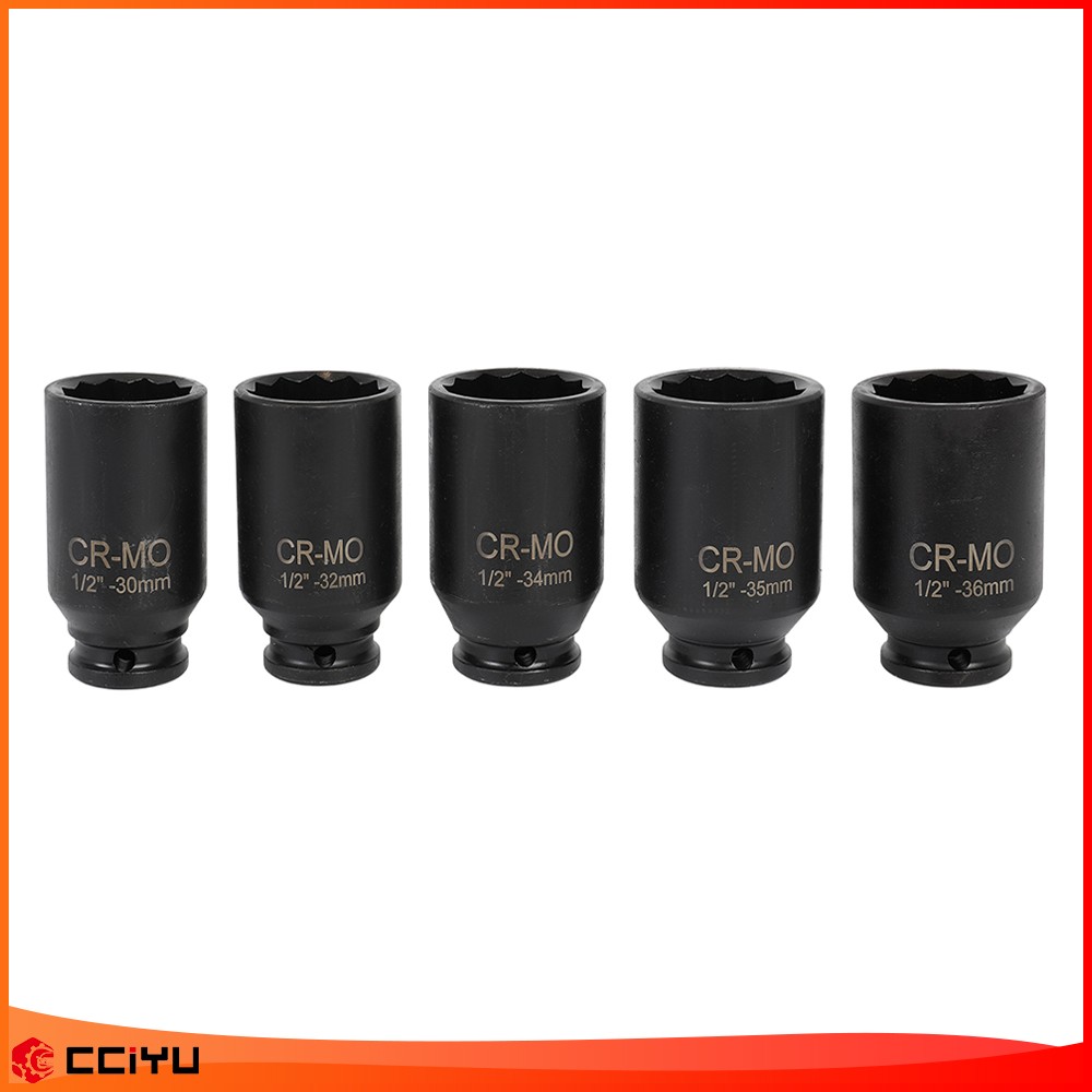 1/2″ Deep Spindle Axle Nut Socket Set 12 POINT METRIC 30 32 34 35 36mm 5pcs