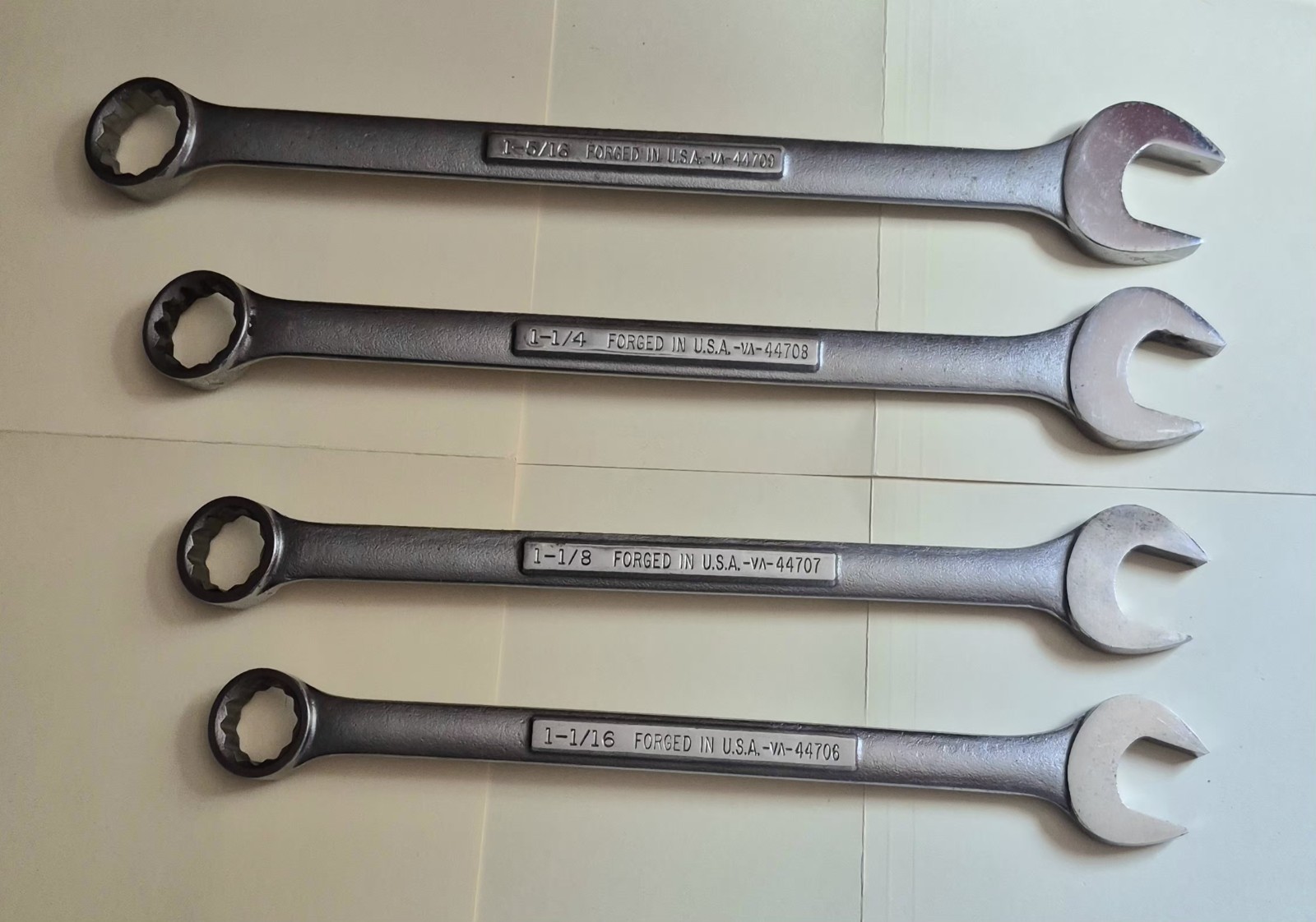 Craftsman USA 4 Piece VA Combination Wrench Set*1-1/16,*1-1/8,*1-1/4,*1-5/16
