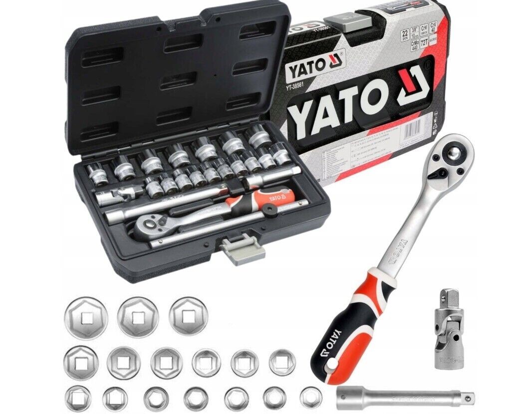 3/8″ Socket Set Ratchet 22pcs Yato Professional AS-DRIVE In Handy Case YT-38561