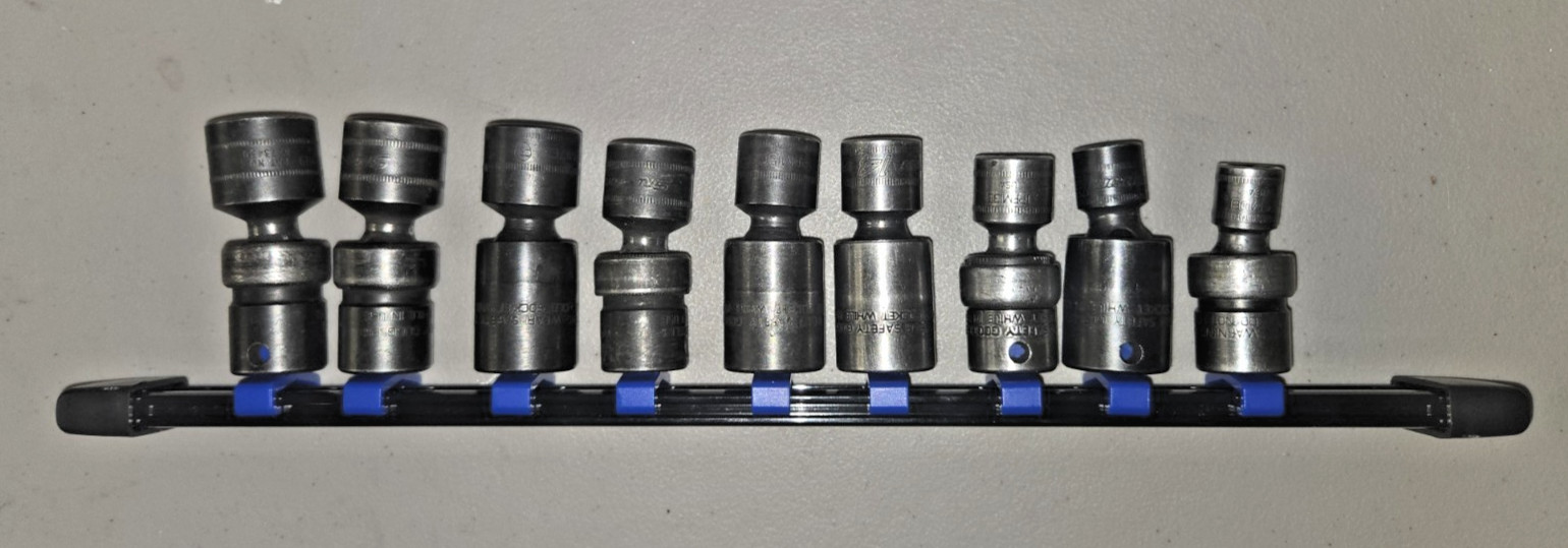 Snap-on 3/8″ Drive 6 Point Metric Universal Impact Socket Set 9 PC (10mm-19mm)