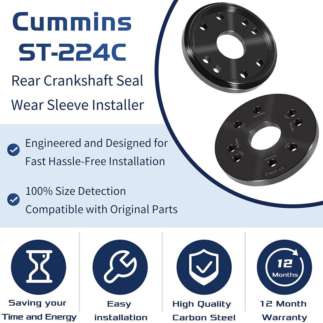 Rear Crankshaft Seal & Wear Sleeve Installer for Cummins 3.9L,5.9L,6.7L,ISC 8.3L