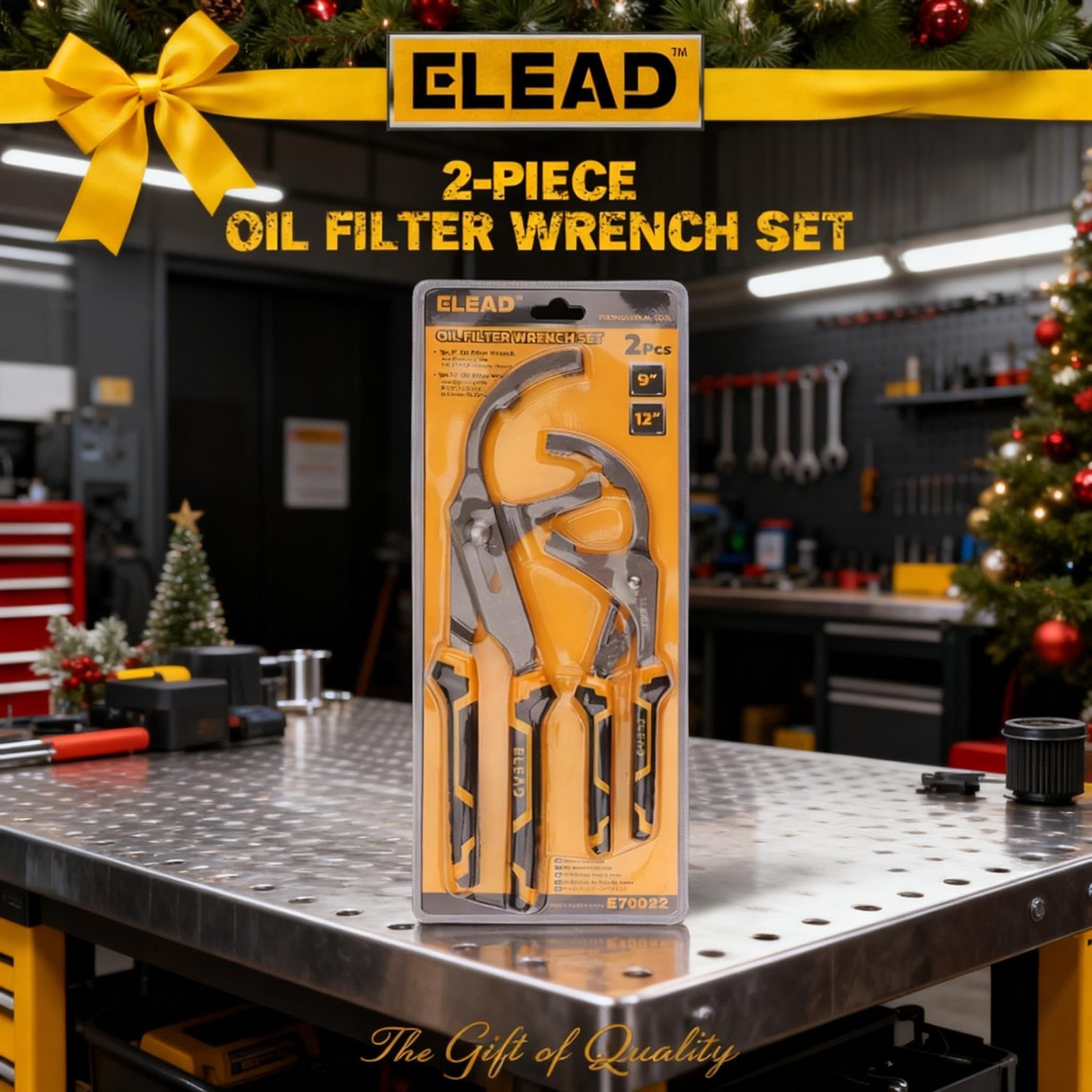 ELEAD Adjustable Oil Filter Wrench Set – 9″ & 12″ 2-Piece Set, Black & Yellow