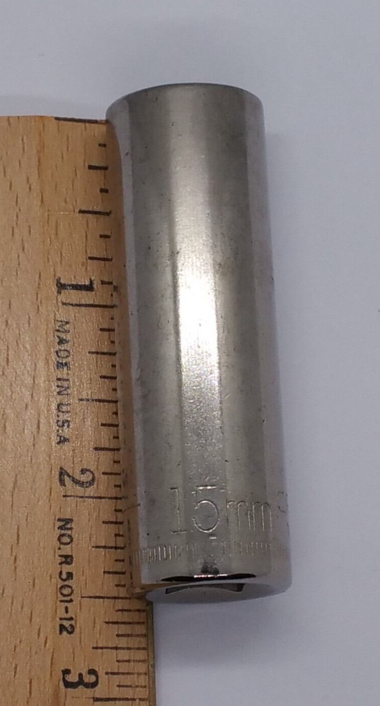 Vintage Craftsman 3/8″ Drive 15MM 6 Point Deep Socket Inverted G 44432 USA