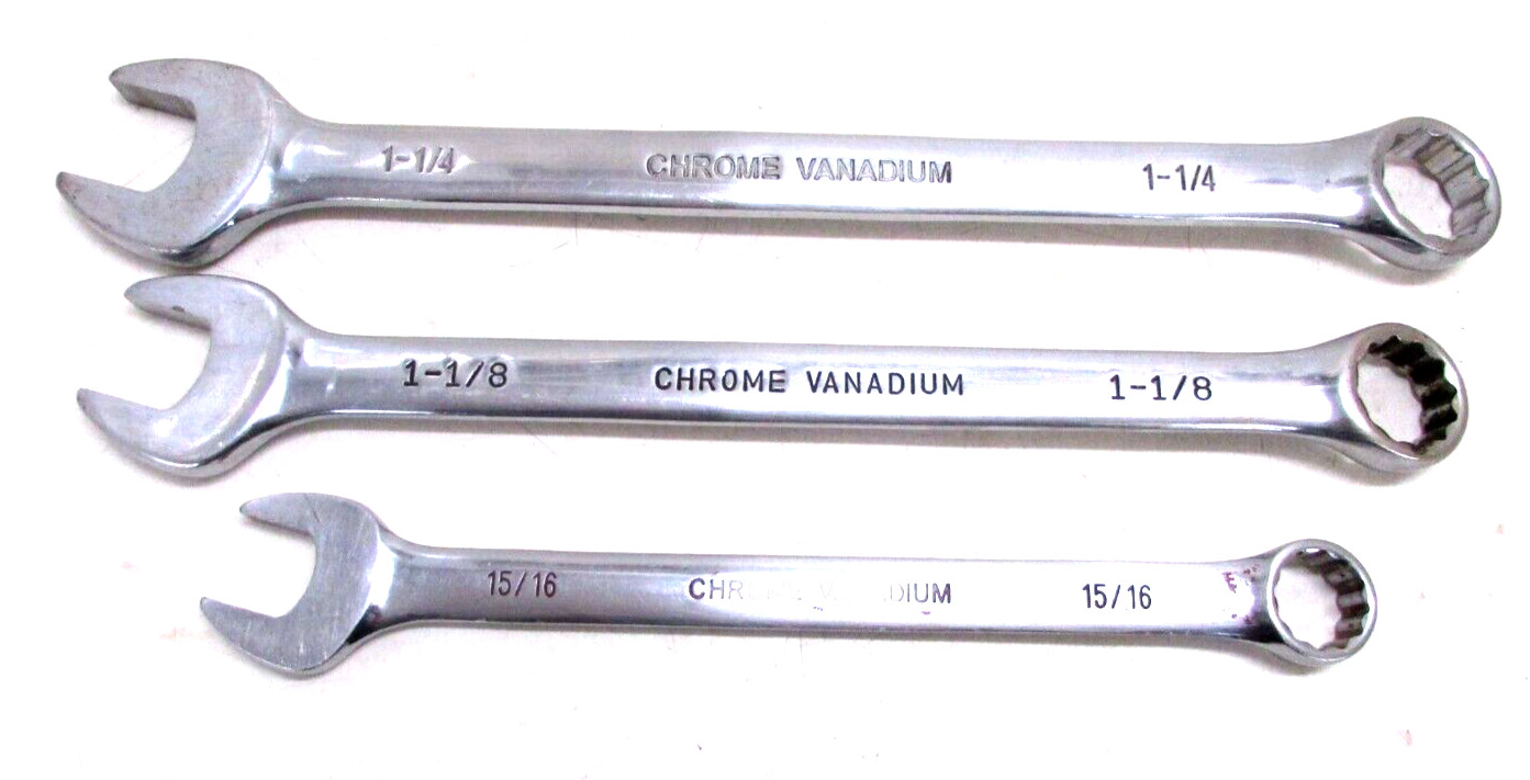 JONNESWAY TOOLS COMBINATION WRENCH LOT, 12-POINT, 15/16″, 1-1/8″ & 1-1/4″
