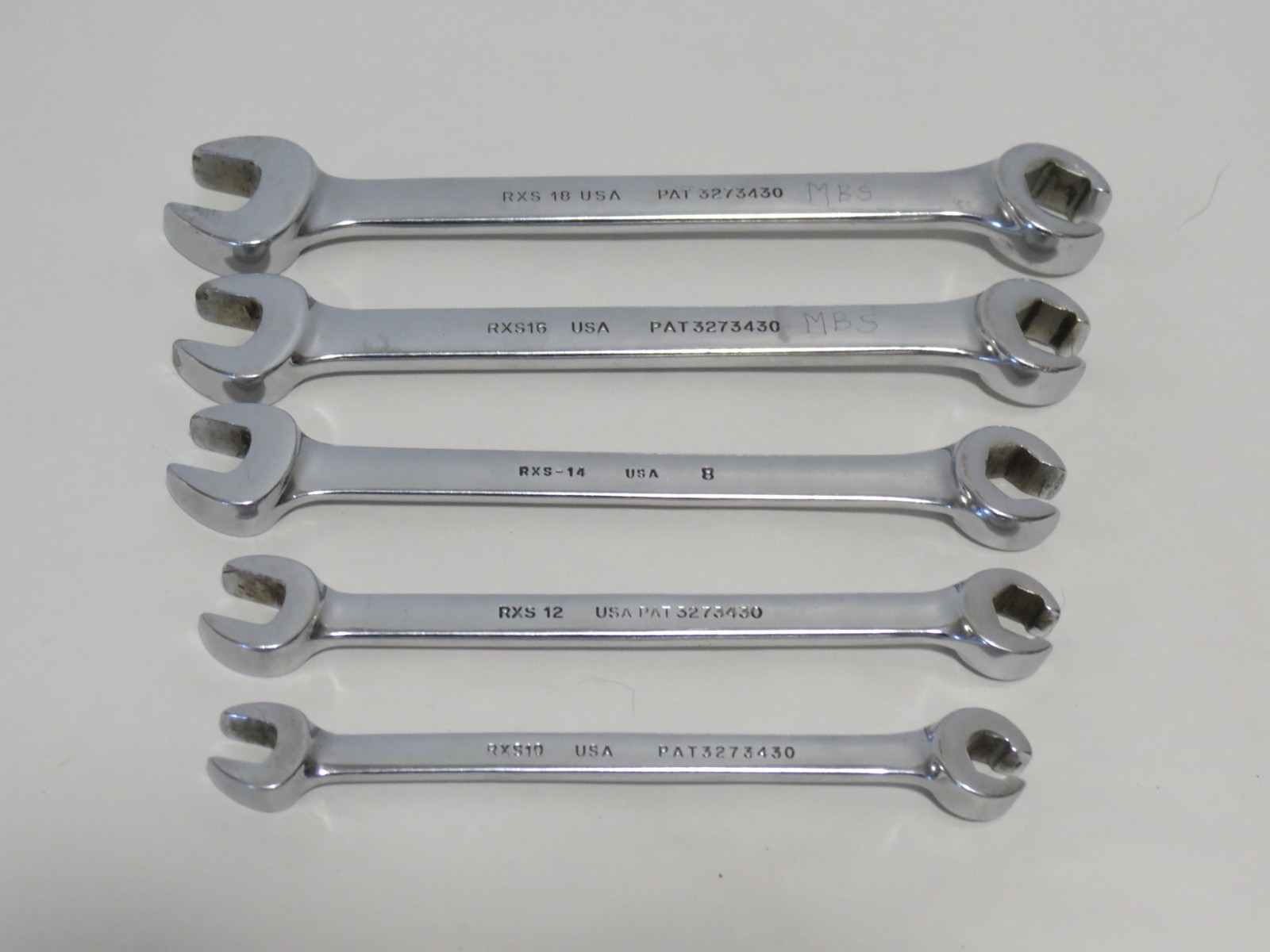 Snap-On Open End Set of Flare Nut Wrenches 5 Pieces RXS Series SAE 5/16 – 9/16