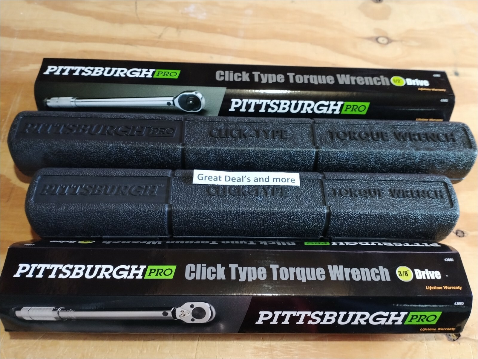 Pittsburg Pro Set of Two, 3/8 1/2 Drive Click Type Torque Wrench Snap Socket