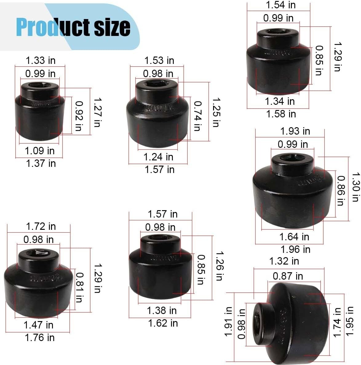 7Pcs 3/8″ Drive Oil Filter Socket Set Cap Wrench Removal Installer Tool Kit New