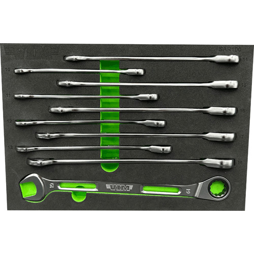 VIM Tools SAR100 10 piece Slim Angled Ratcheting Wrenche Set