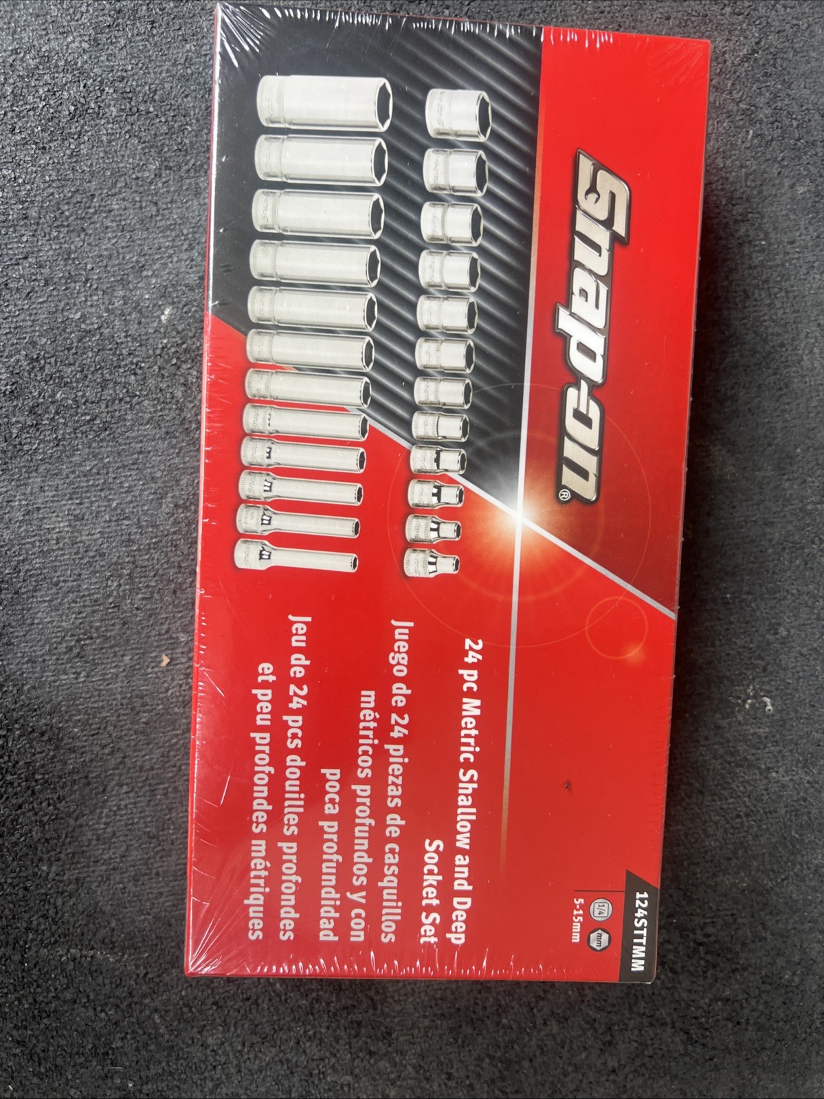 For Snap-on Tools NEW 24pc 1/4 Drive Metric 6pt Shallow Deep Socket Set 124STTMM