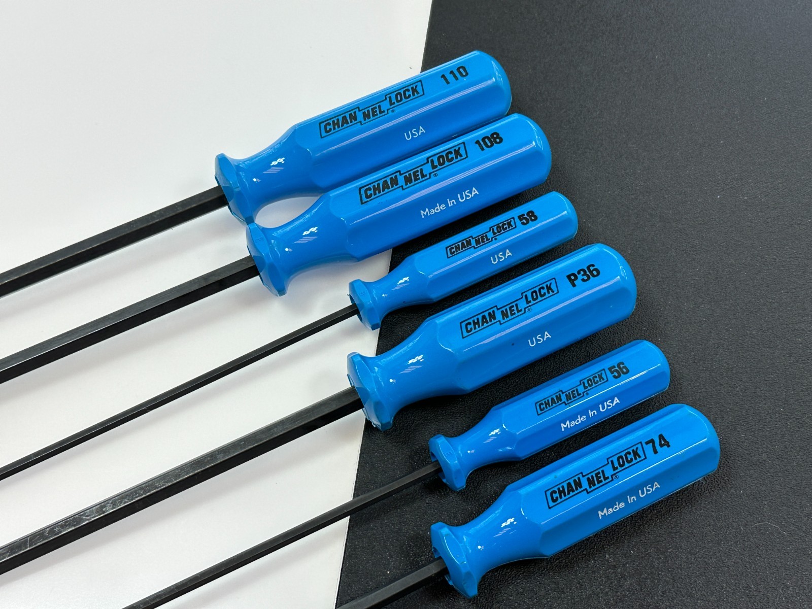 🇺🇸 Channellock Tools USA 6pc Flat Slotted & Phillips Screwdriver Set Lot, Blue