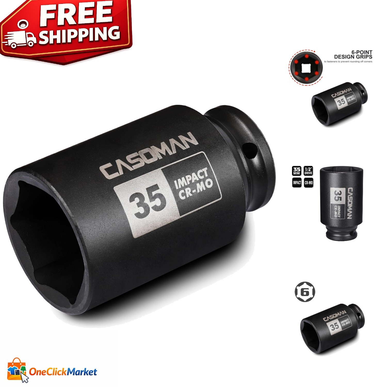 Corrosion-Resistant 1/2″ Drive 35mm Deep Socket – High-Torque 6-Point Design