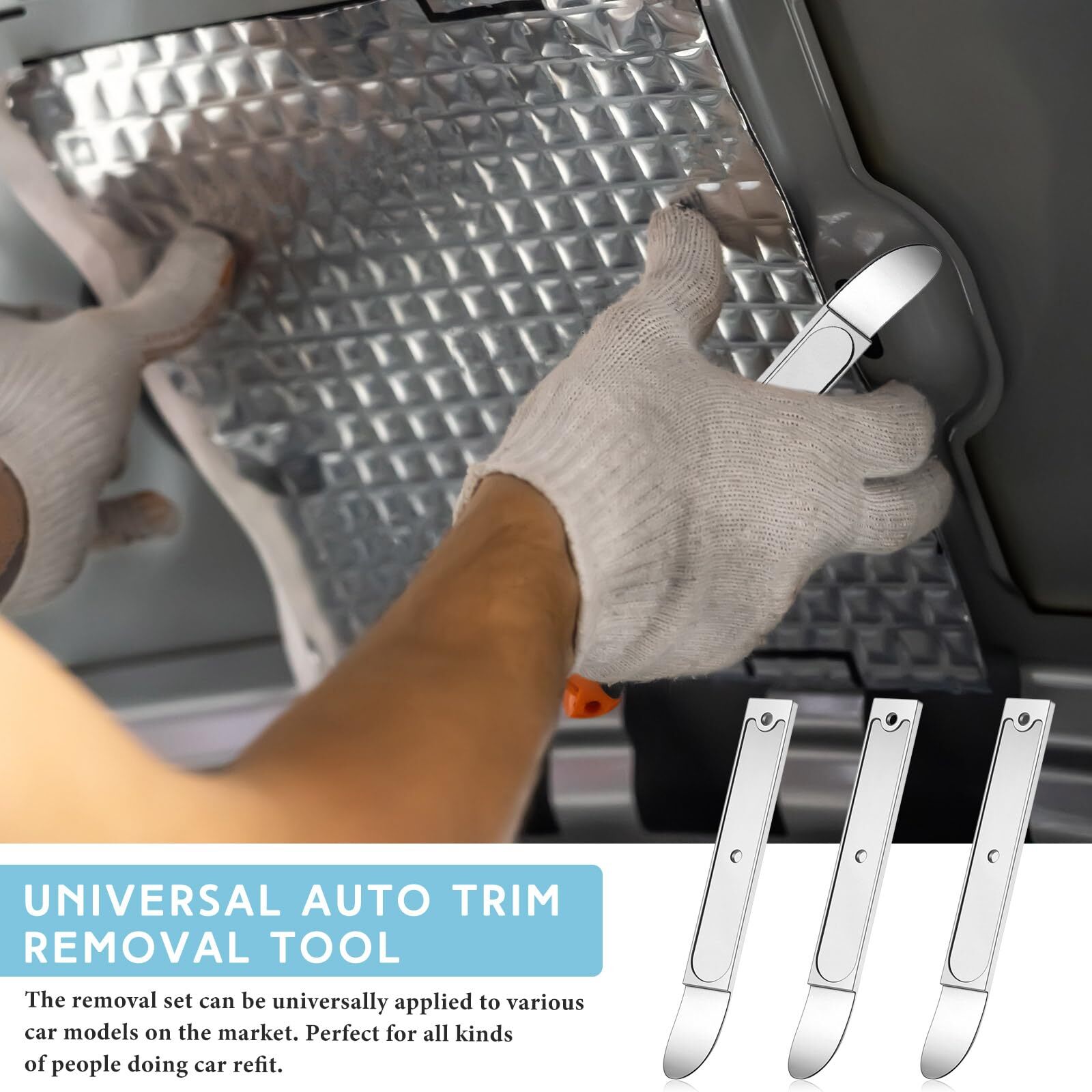 3 Pcs 4140 Steel Trim Removal Tool Metal Pry Tool Automotive Pocket Pry Bar For