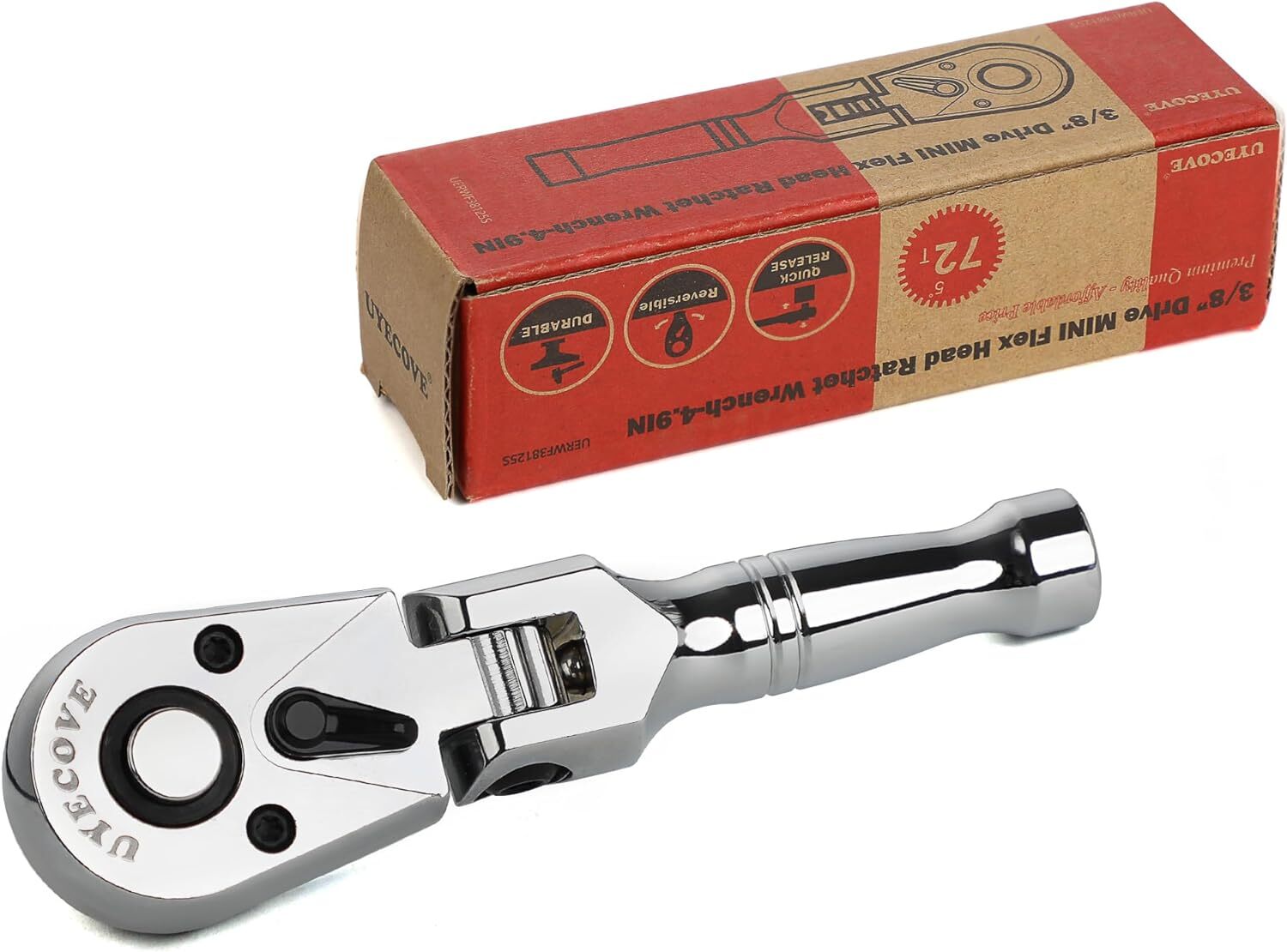 UYECOVE 3/8 Inch Drive Stubby Ratchet Flex Head Ratchet 3/8 Stubby Ratchet Mi…