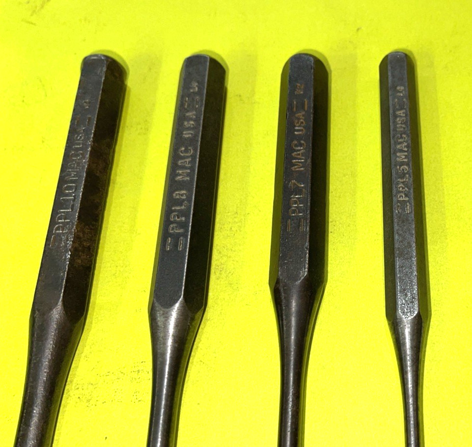 MAC TOOLS 4 PIECE LONG PIN PUNCH 5/32-5/16 SET FREE SHIPPING IN THE US