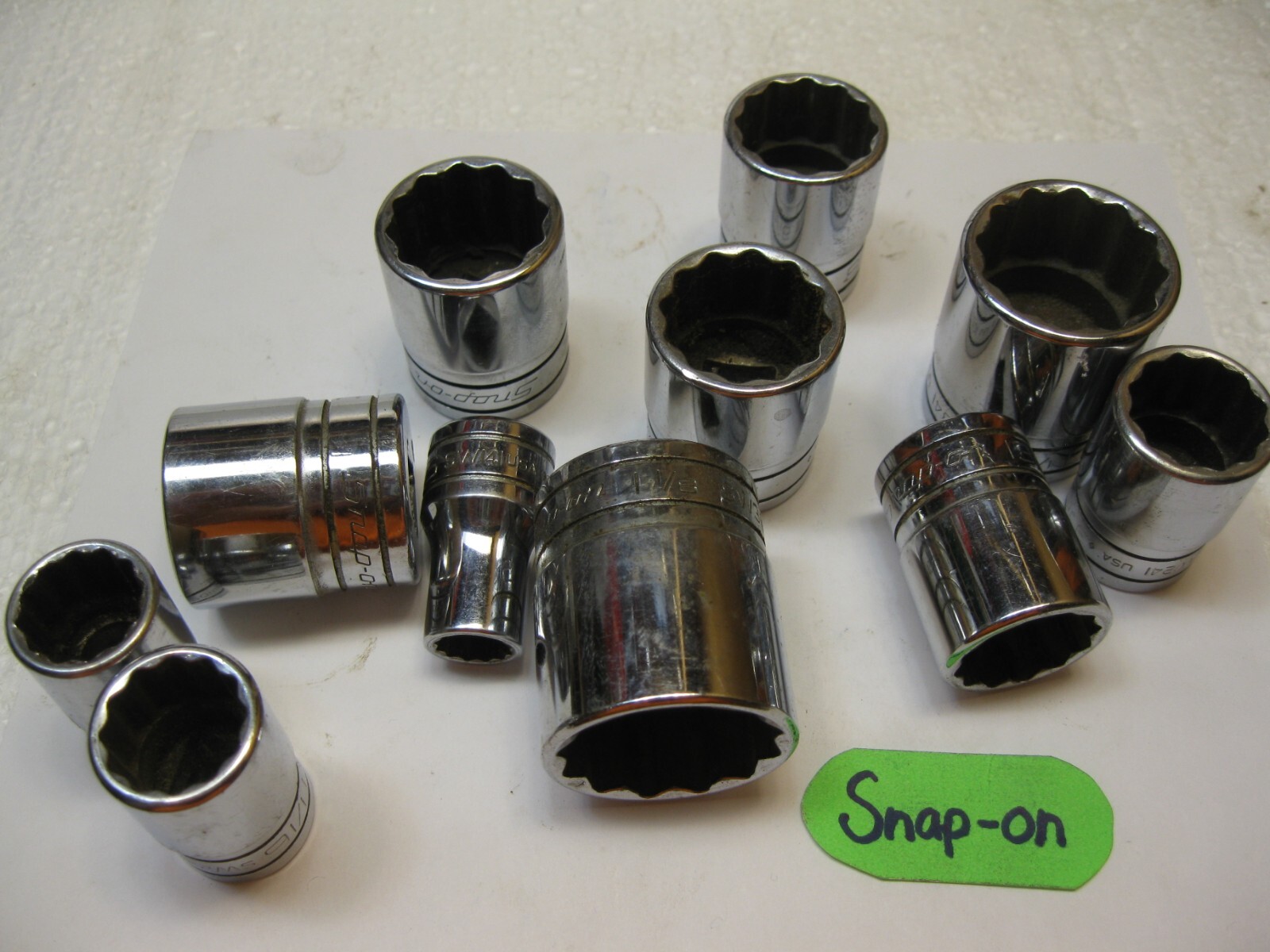 Snap-on tools 1/2″ driver 12 point Shallow Sockets SOLD EACH USA SW341 Nice!