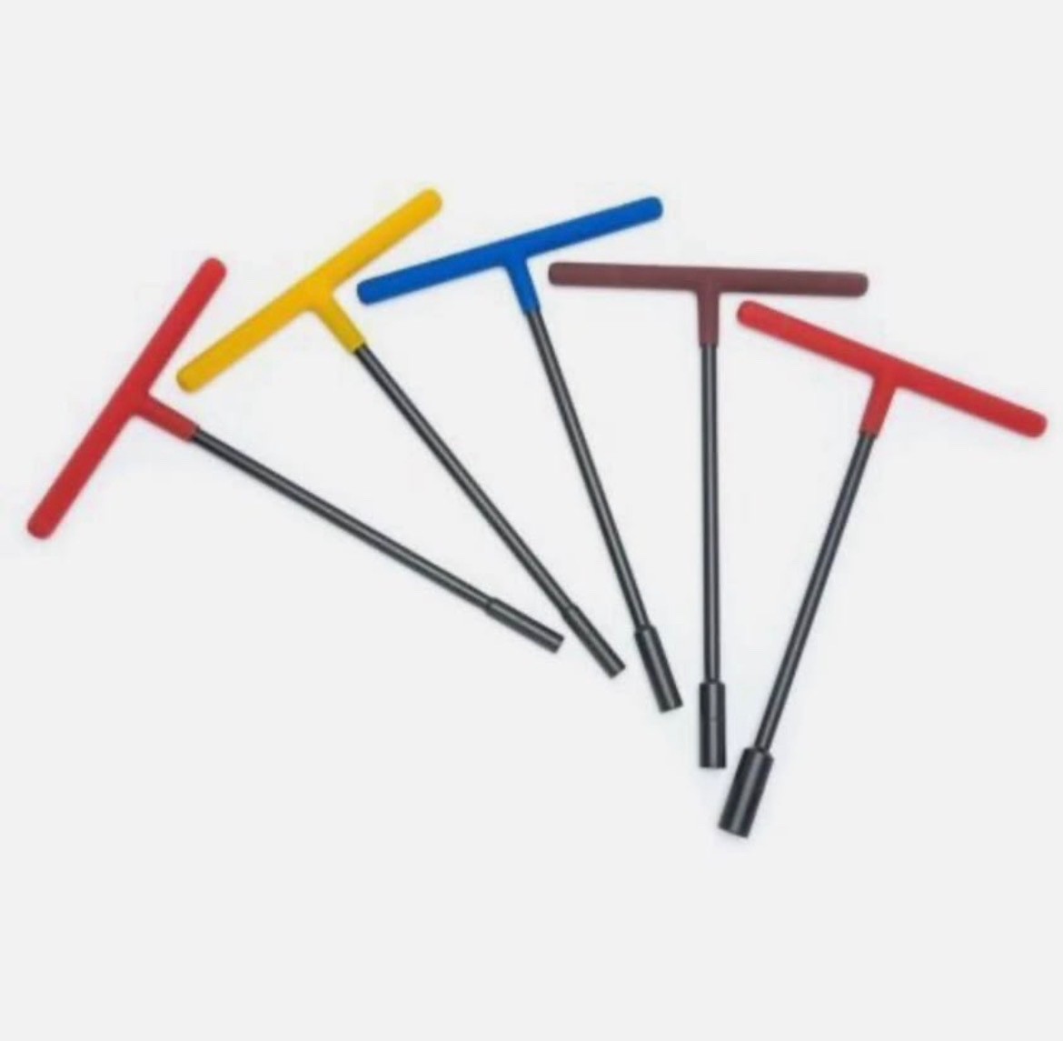 5-Piece Multi-colored T-Bar Socket Spinner SAE Set 6-Point Cushion Grip Handle