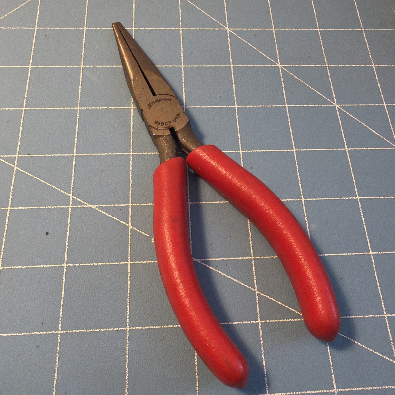 Used Snap-on 96BCP 7″ Long Needle Nose Pliers Soft Grip USA