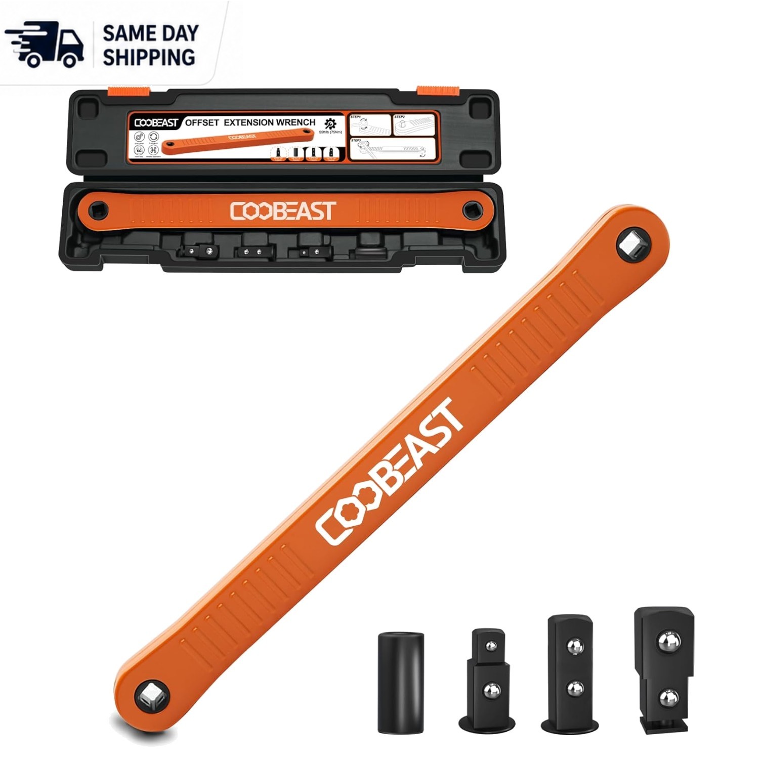 Durable 3/8 Inch Offset Extension Wrench – High Carbon Steel & Low Arc Design