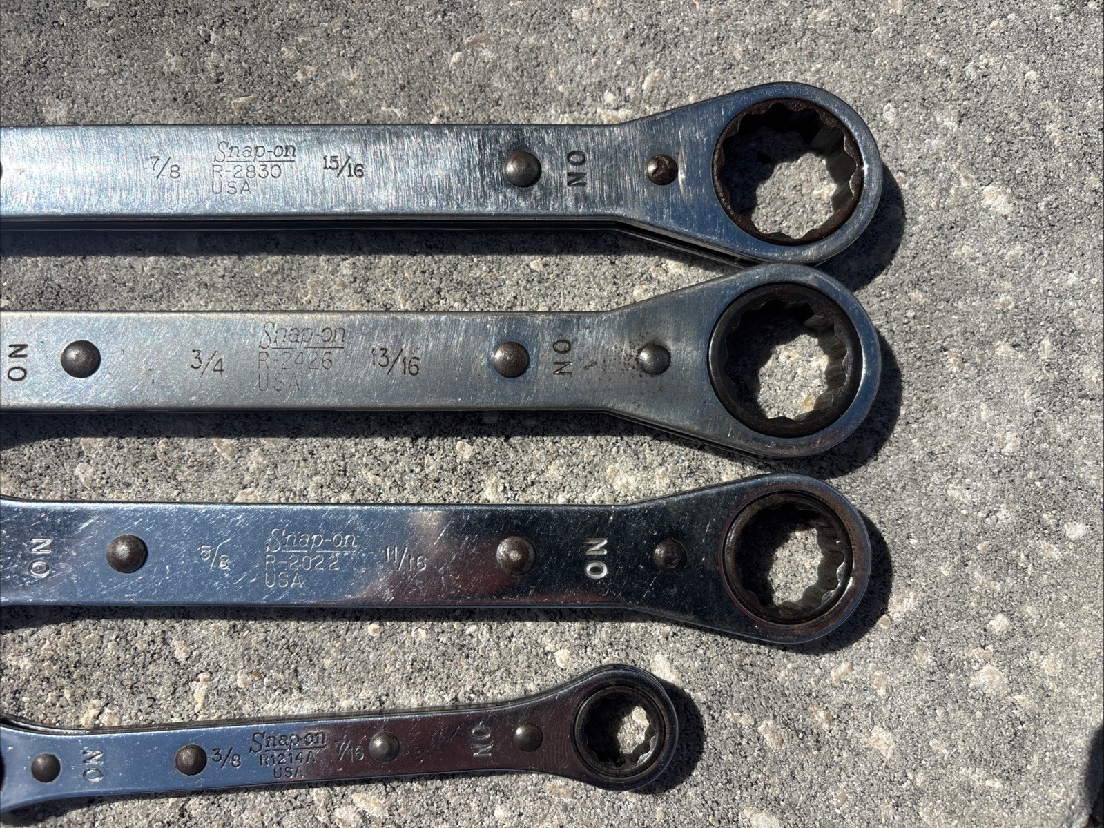 Snap On 4 Piece Ratcheting Double Box End Wrench Set SAE 3/8” To 15/16”