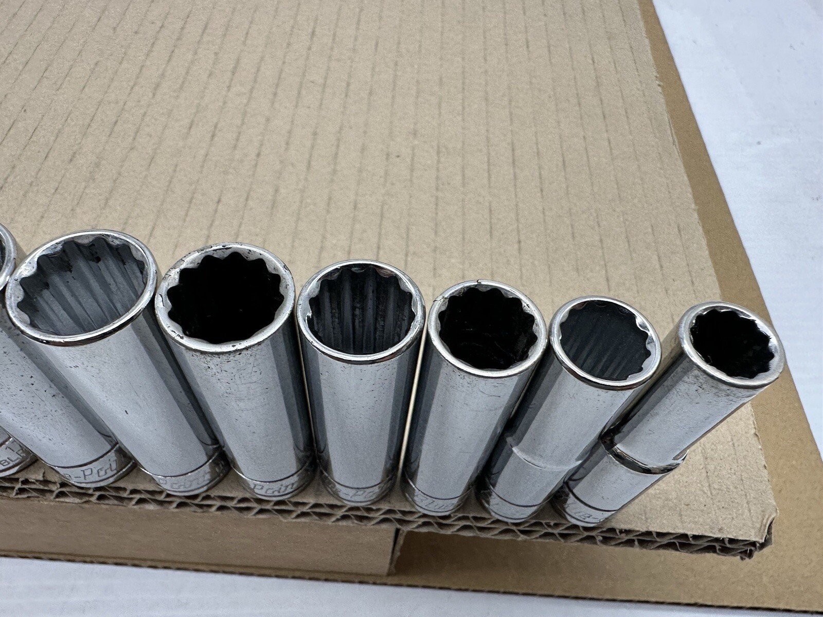 Blue-Point 3/8″ Drive 12 Point 15 Piece Deep Long Socket Set 10mm-24mm VGUC