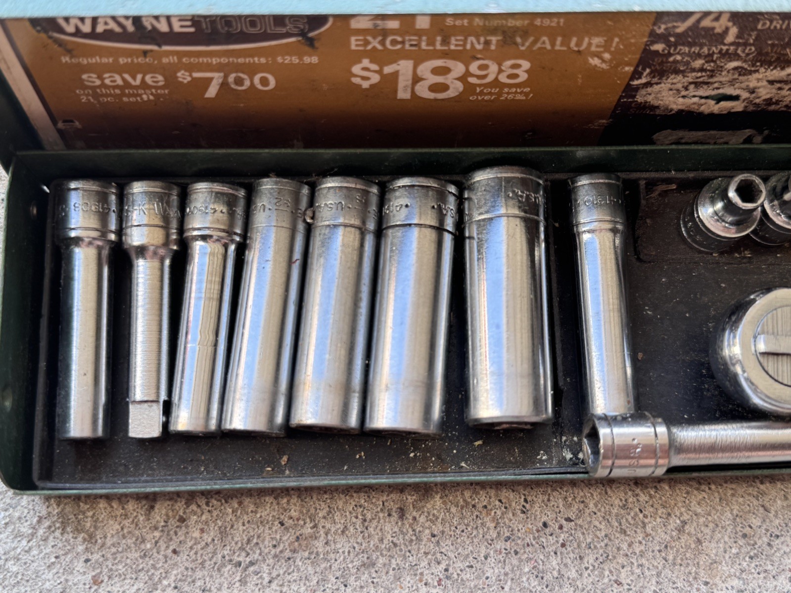 Vintage S-K Wayne Tools 1/4″ Drive Socket Set No. 4921 Deep/Shallow