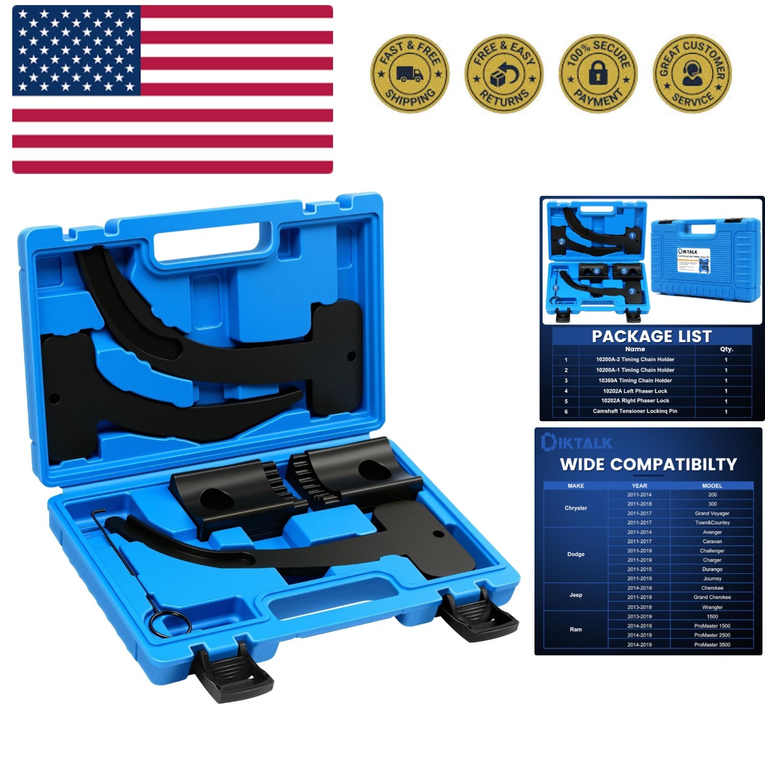 3.6 Pentastar Timing Tool Kit for Chrysler/Dodge/Jeep/Ram 3.6L 2011-2019 – Ca…