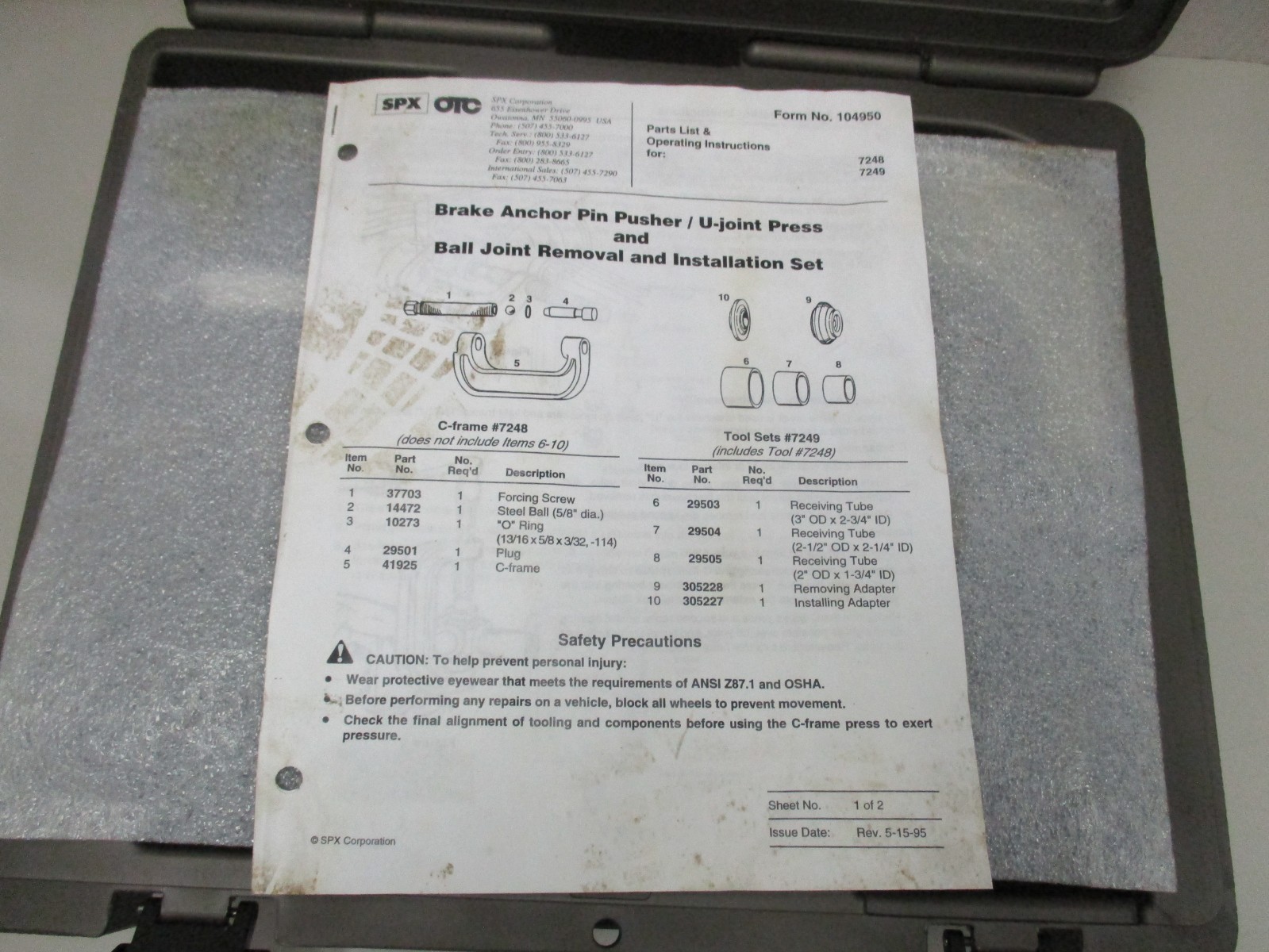 OTC Ball Joint Service Tool Set 7249
